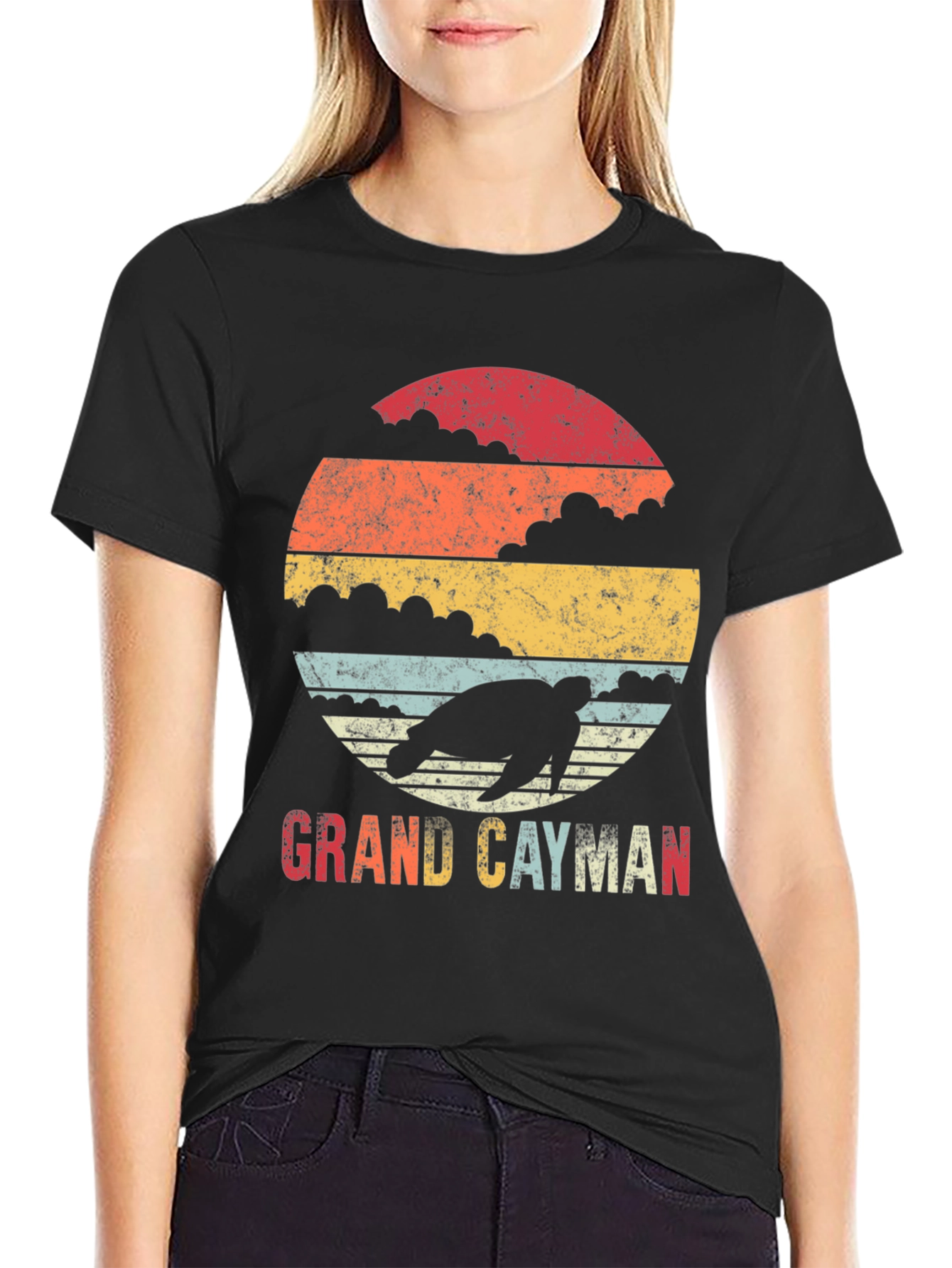 Grand Cayman Turtle Retro Graphic Tee