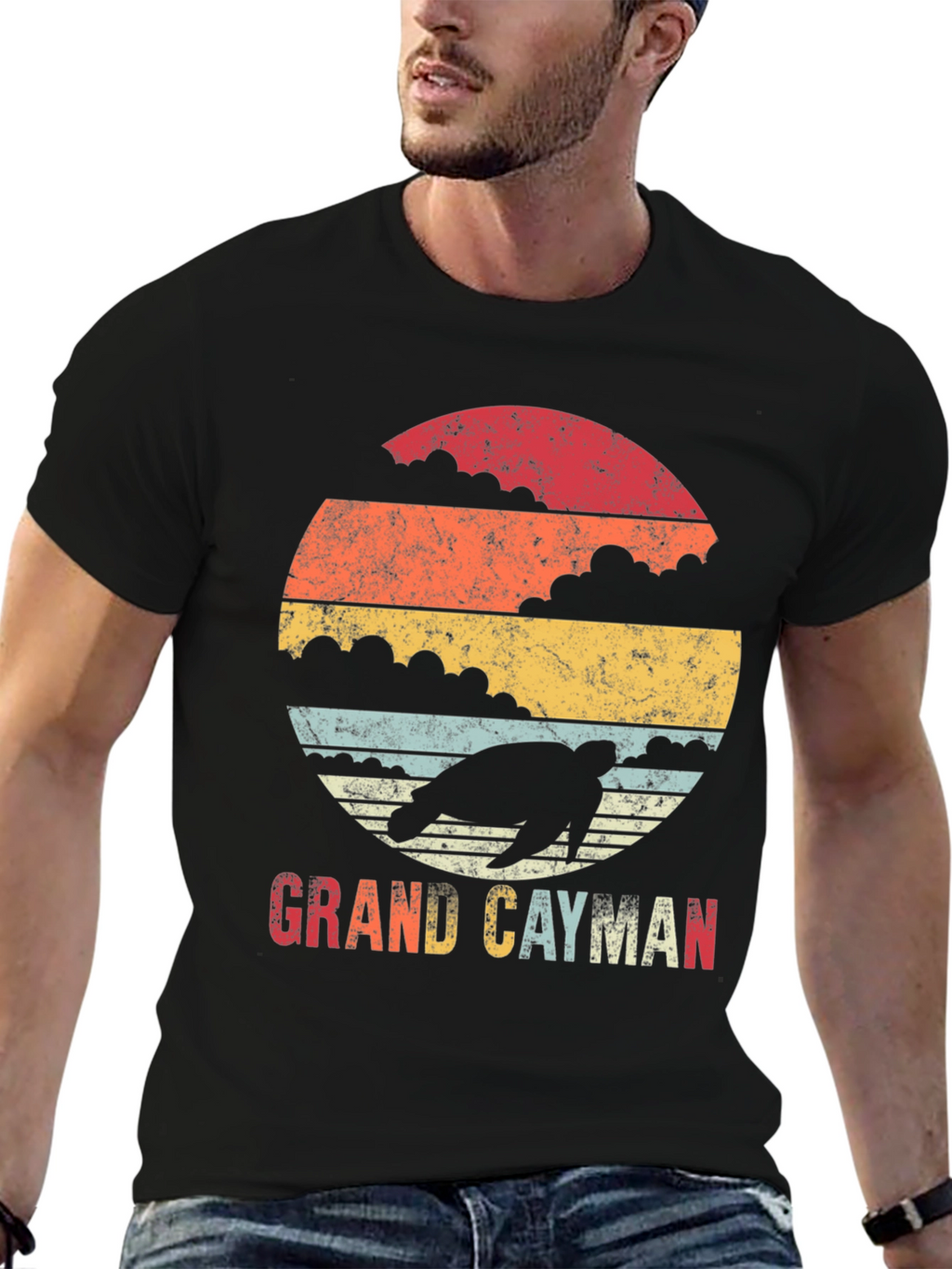 Grand Cayman Turtle Retro Graphic Tee