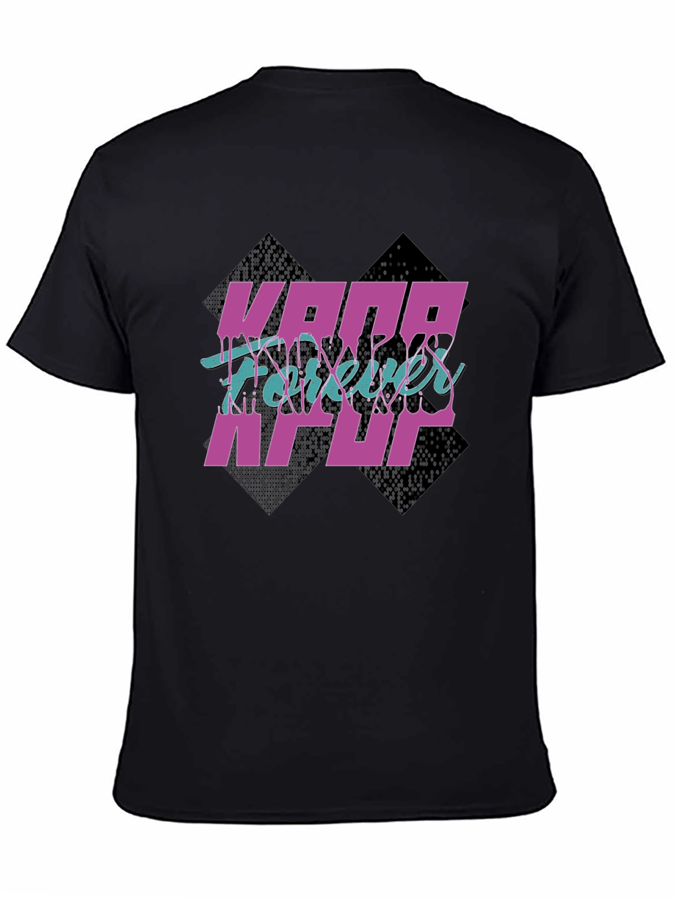 KPOP Forever Graphic Print Black T-Shirt