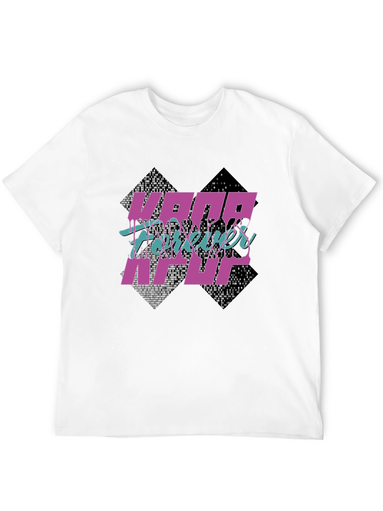 KPOP Forever Graphic Print Black T-Shirt