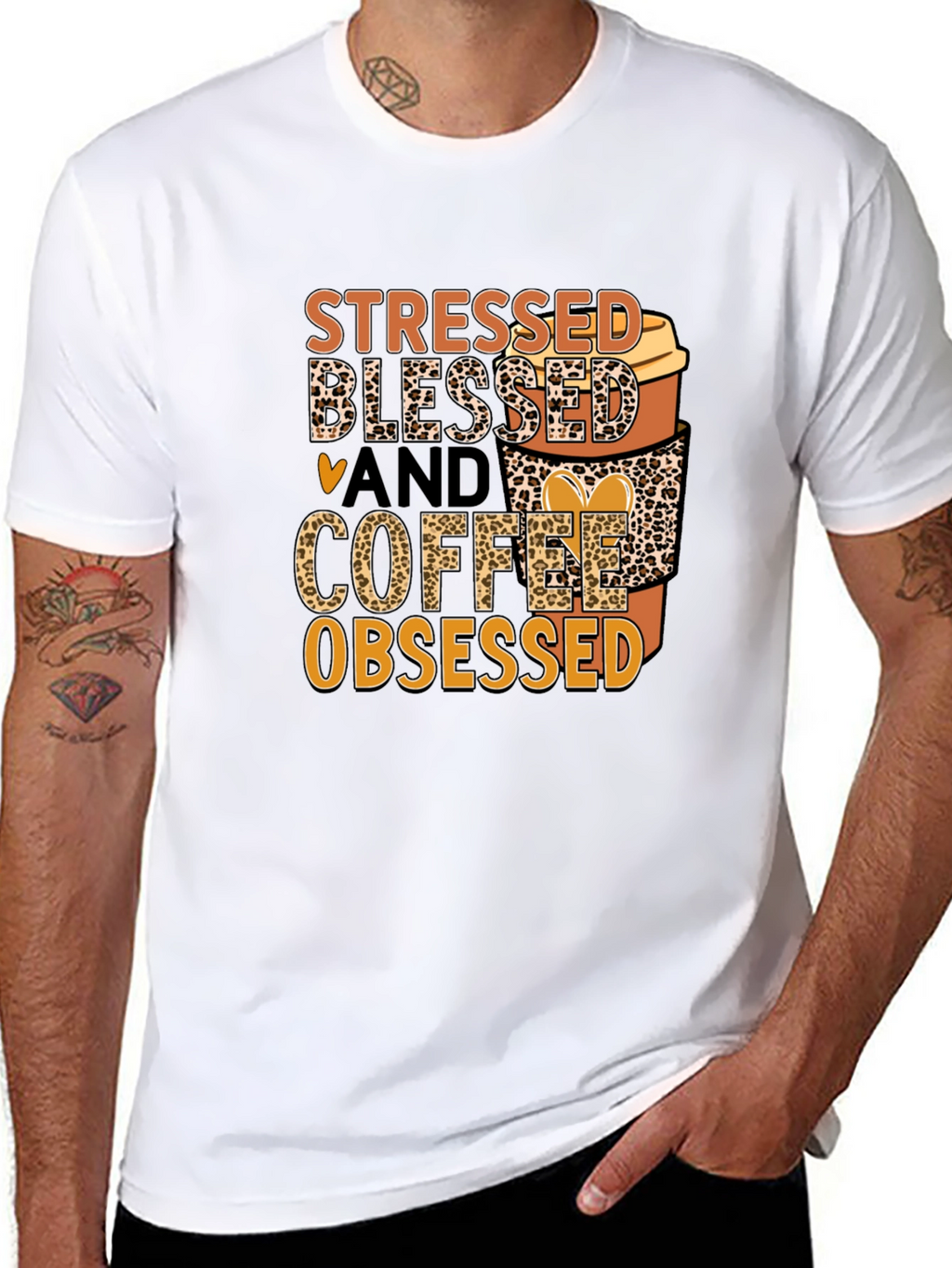 Stressed Blessed Coffee Obsessed Graphic Tee