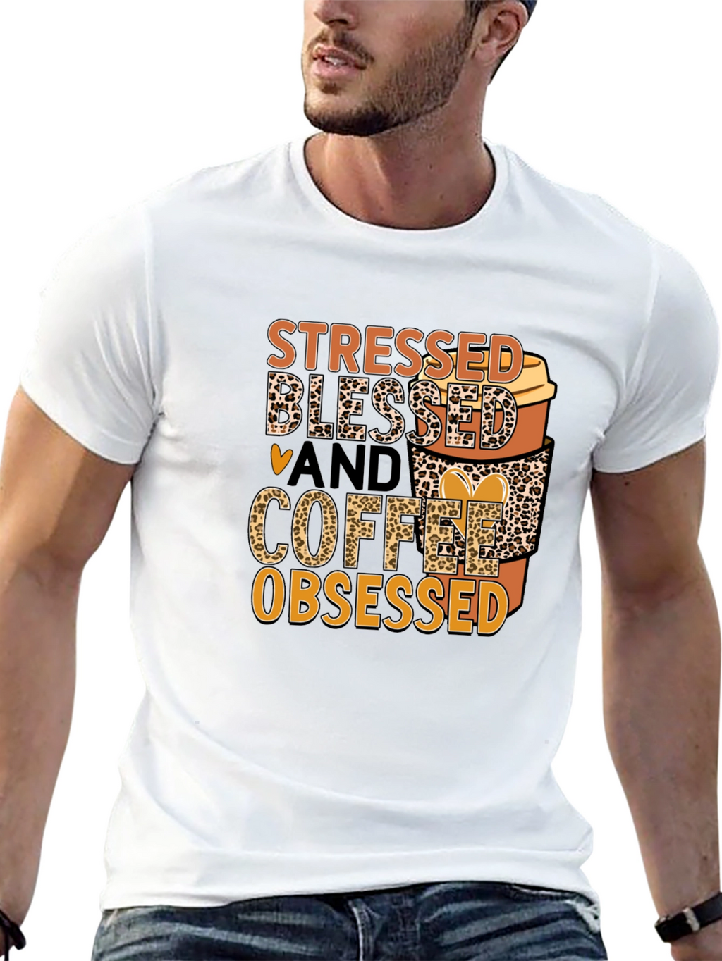 Stressed Blessed Coffee Obsessed Graphic Tee