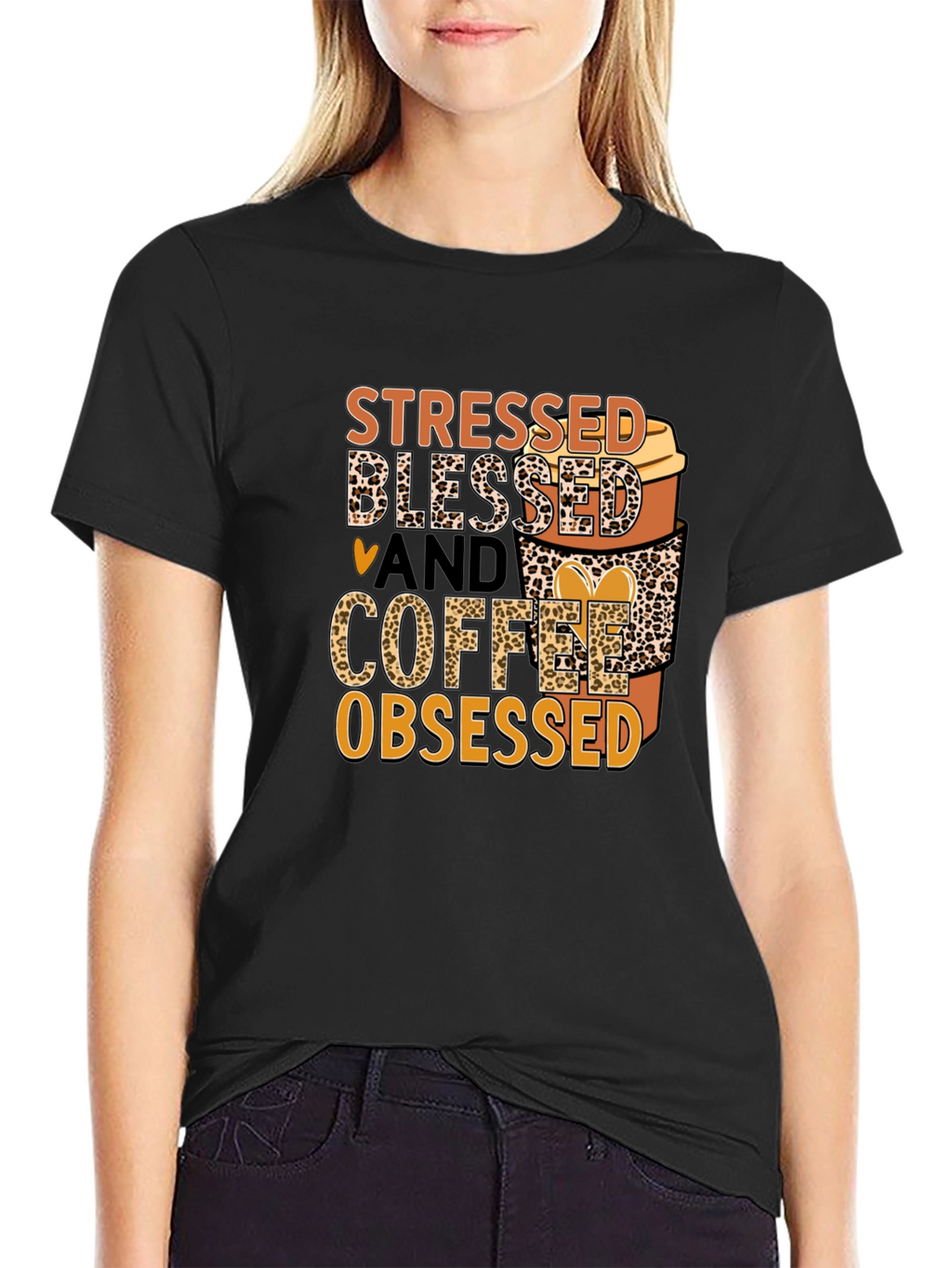 Stressed Blessed Coffee Obsessed Graphic Tee