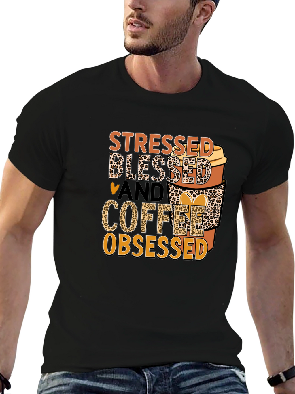 Stressed Blessed Coffee Obsessed Graphic Tee