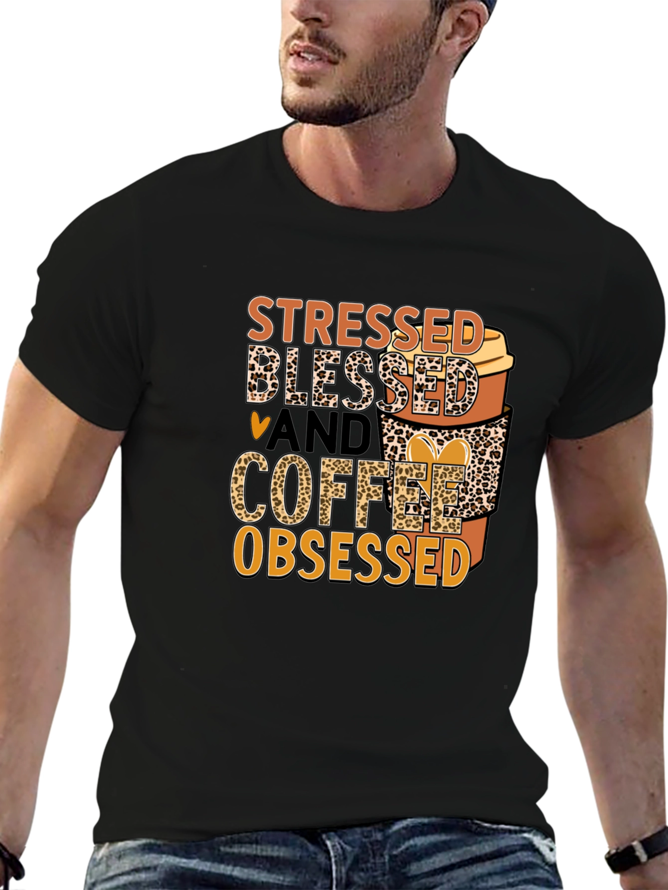 Stressed Blessed Coffee Obsessed Graphic Tee