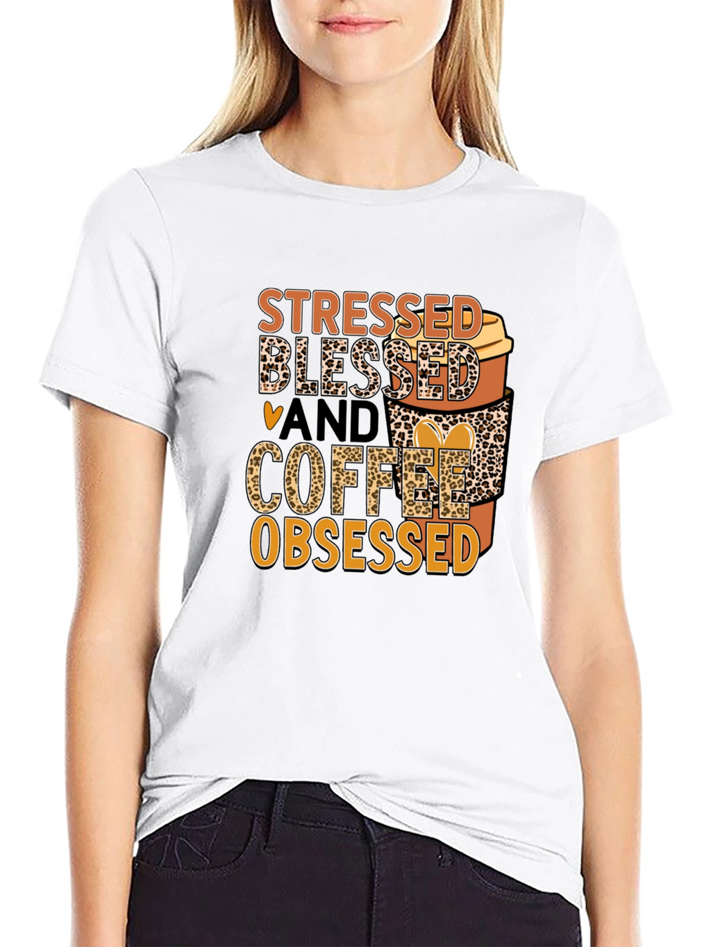 Stressed Blessed Coffee Obsessed Graphic Tee