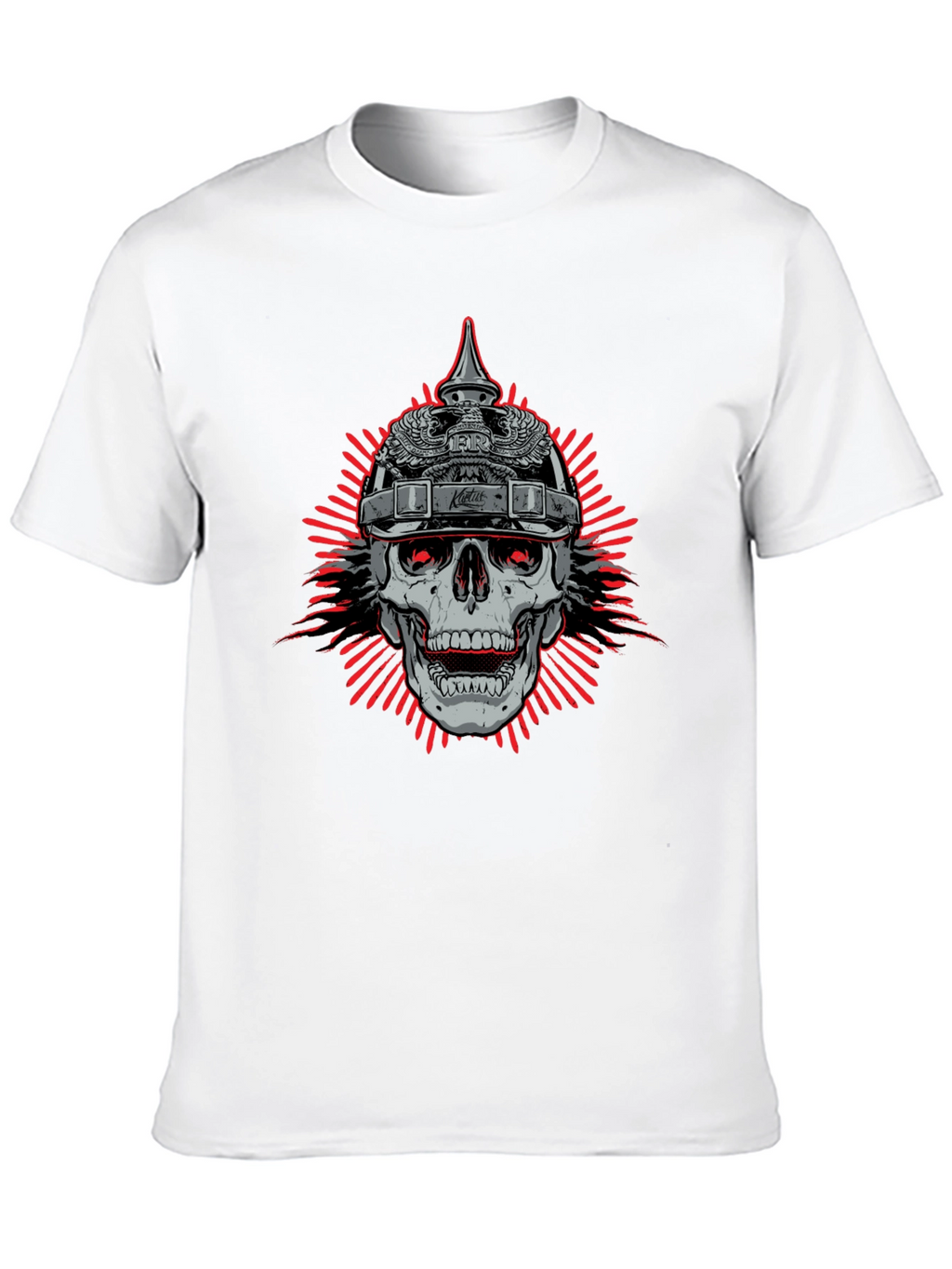 Skull with Helmet Graphic Black T-Shirt