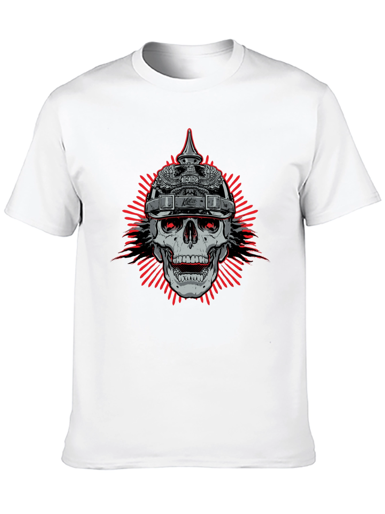 Skull with Helmet Graphic Black T-Shirt