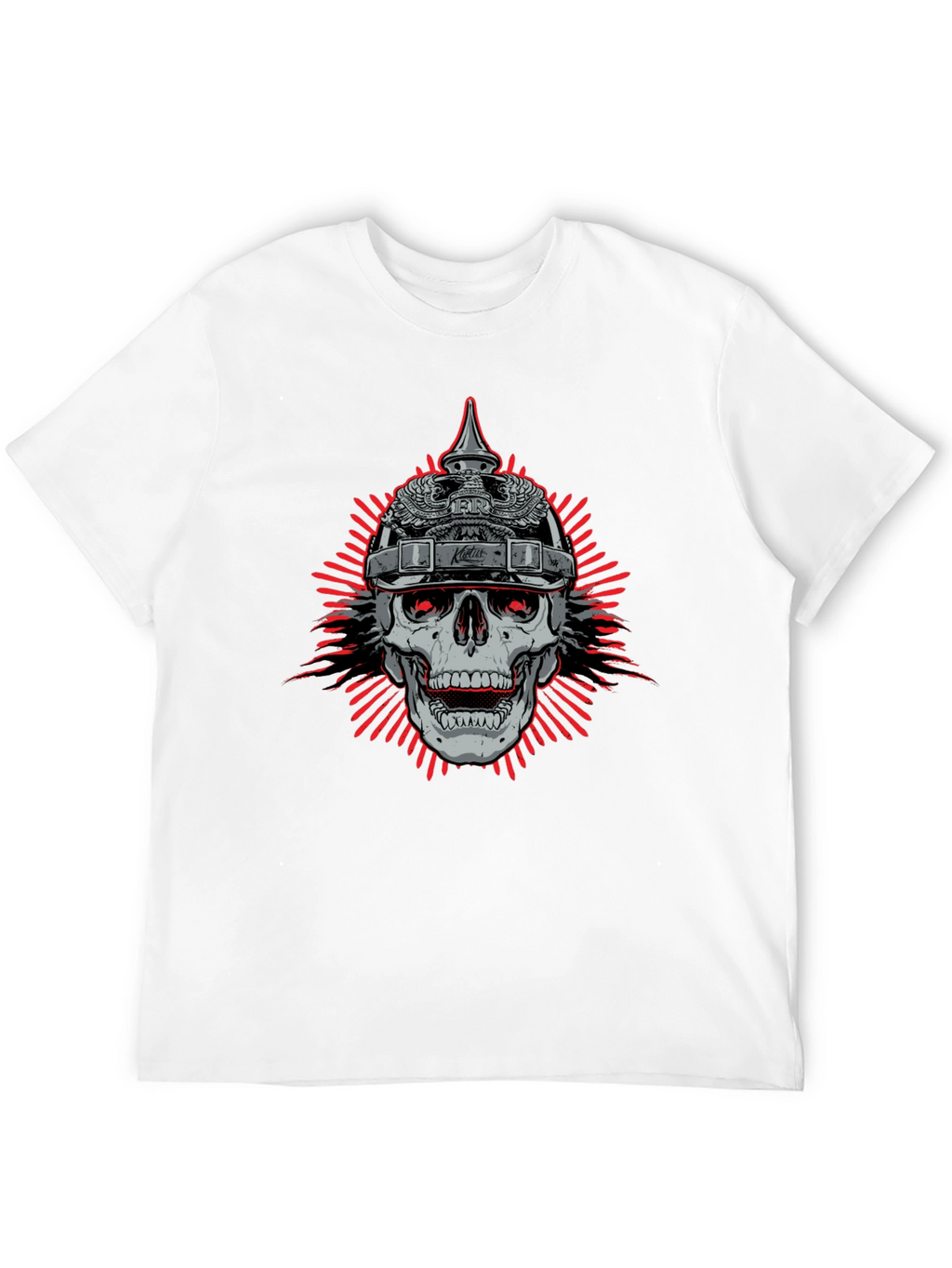 Skull with Helmet Graphic Black T-Shirt