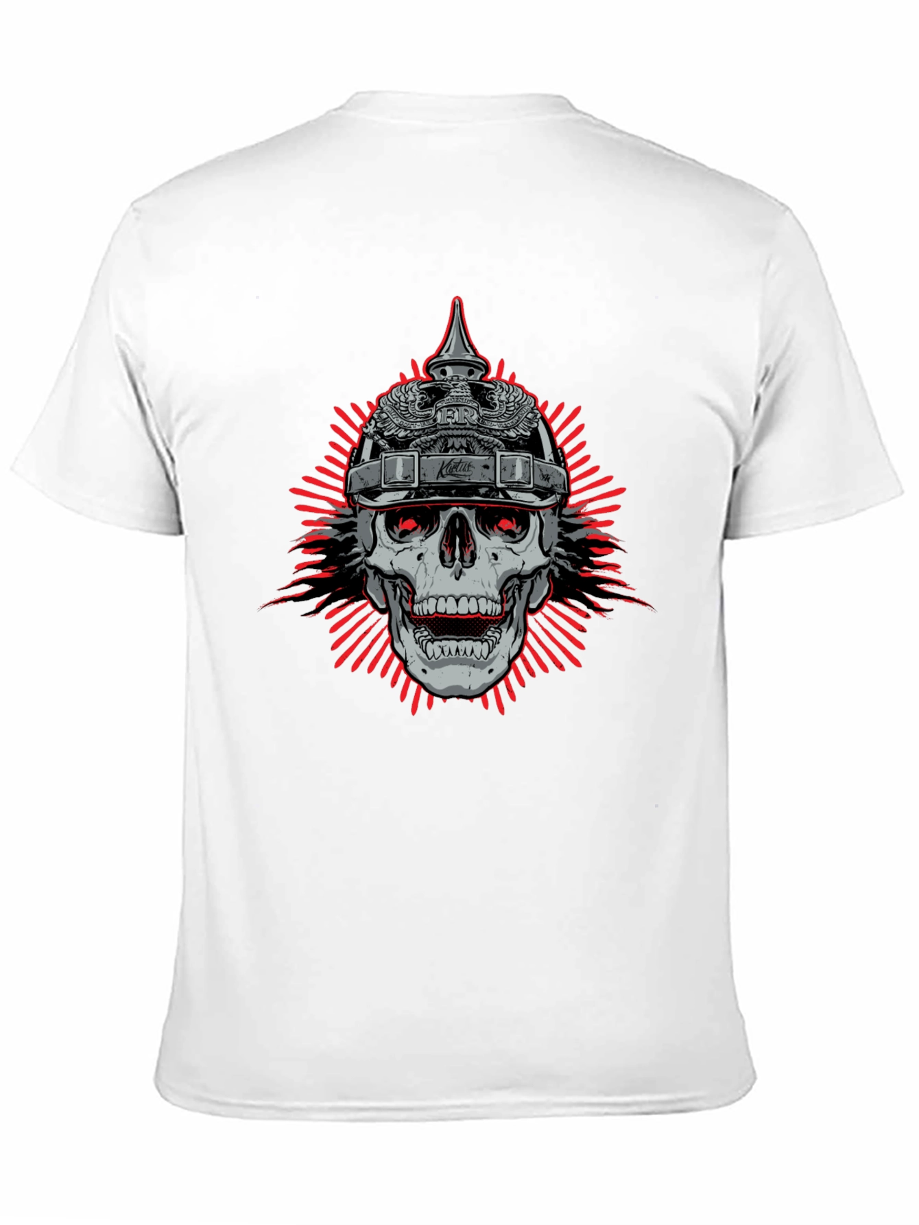 Skull with Helmet Graphic Black T-Shirt