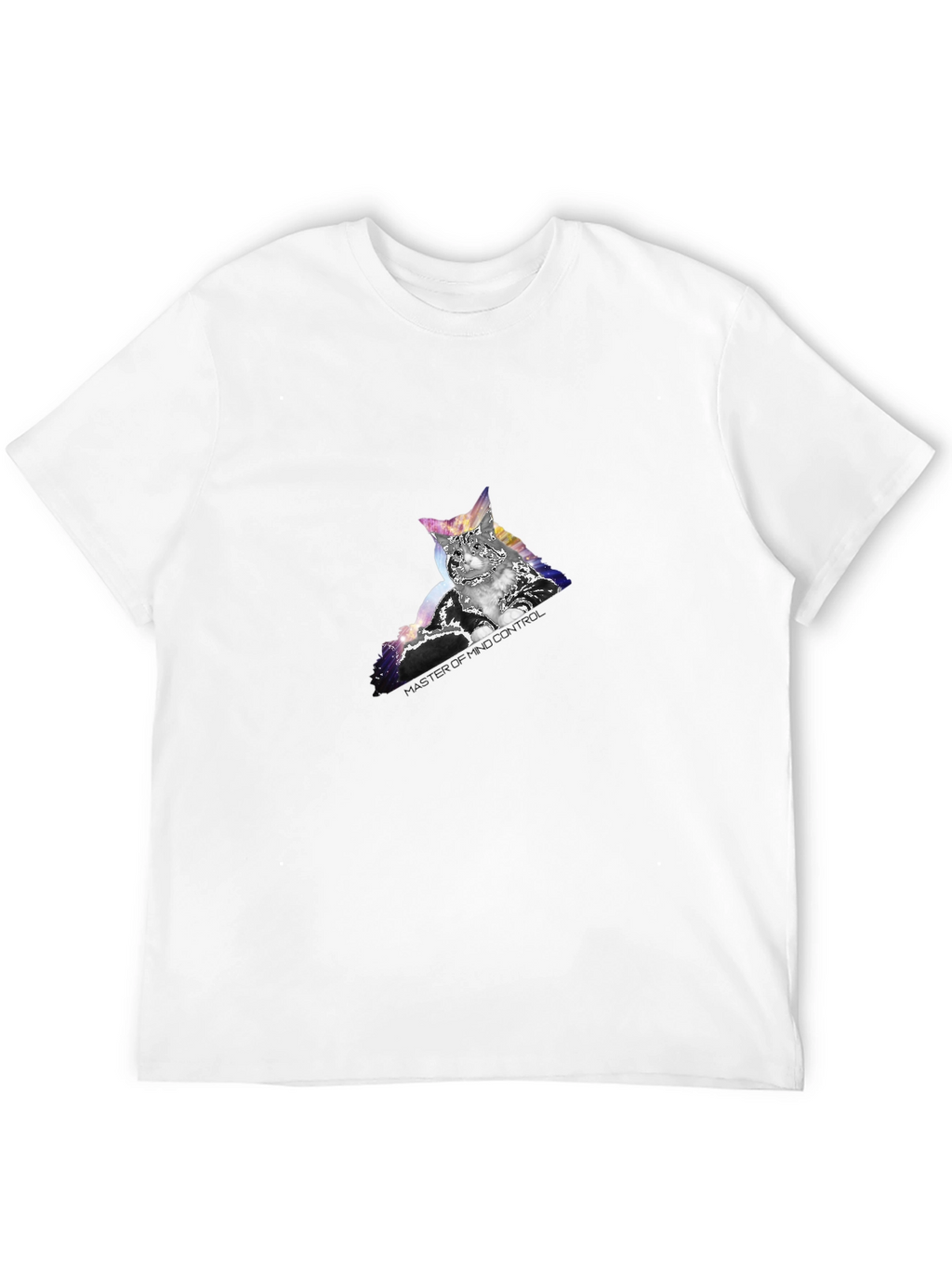 Mind Control Cat Graphic Tee - Black Cotton T-Shirt