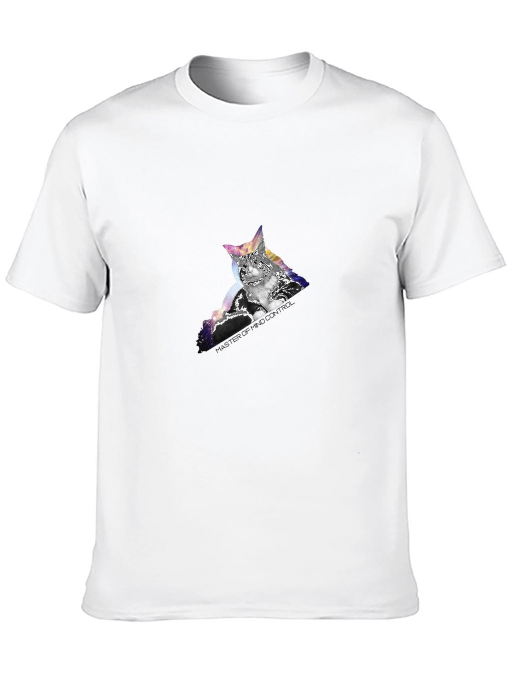 Mind Control Cat Graphic Tee - Black Cotton T-Shirt