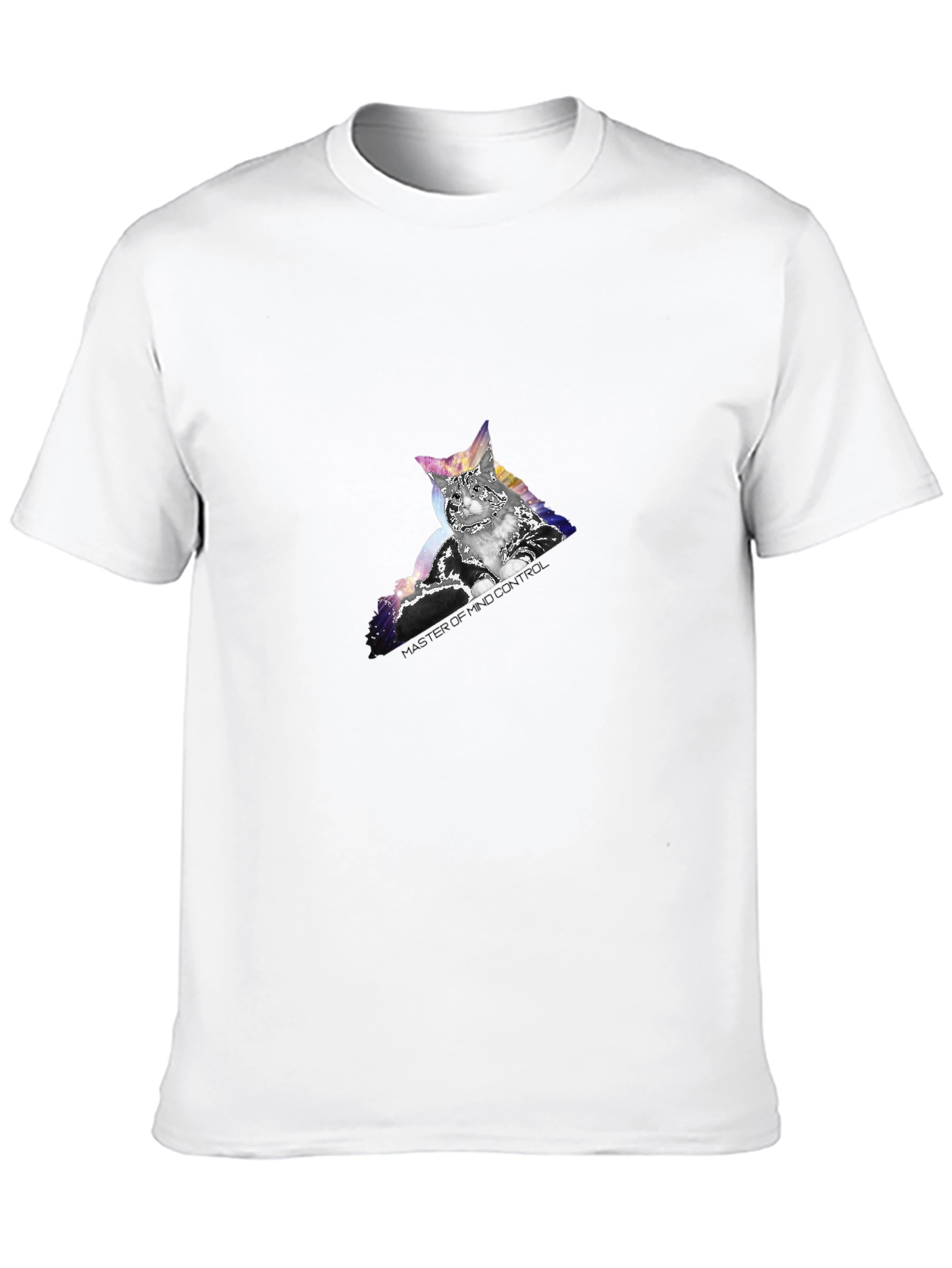 Mind Control Cat Graphic Tee - Black Cotton T-Shirt