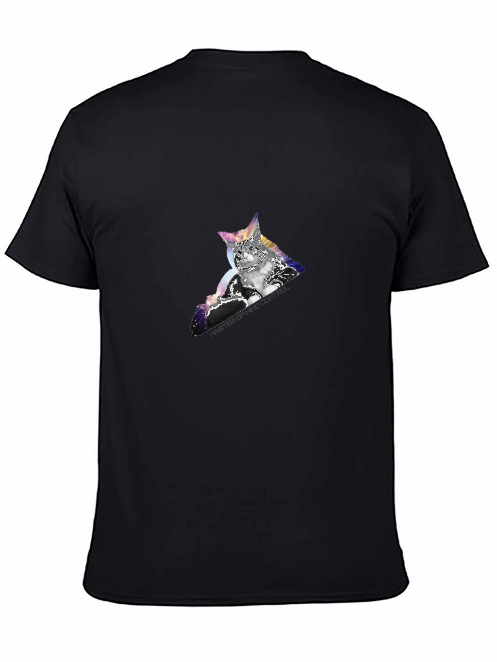 Mind Control Cat Graphic Tee - Black Cotton T-Shirt