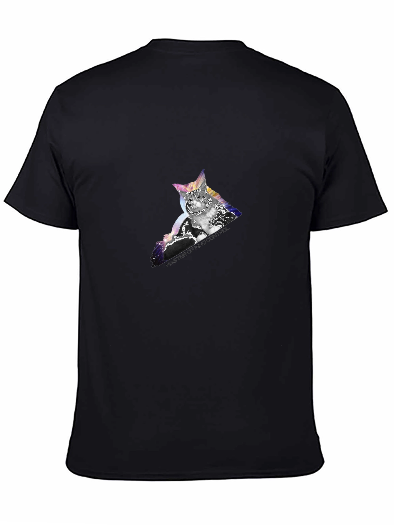 Mind Control Cat Graphic Tee - Black Cotton T-Shirt