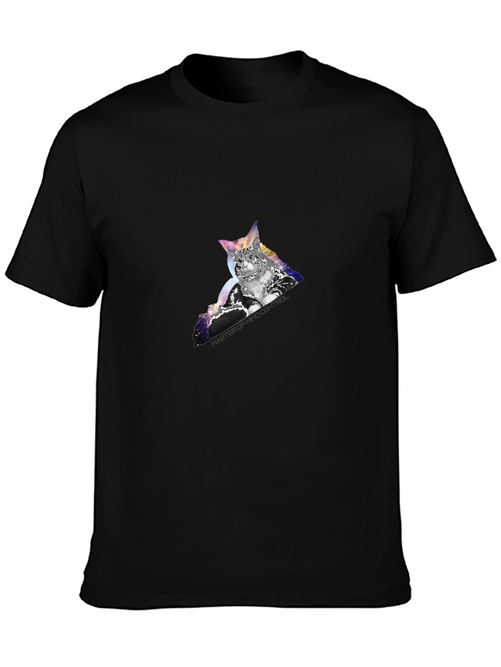 Mind Control Cat Graphic Tee - Black Cotton T-Shirt