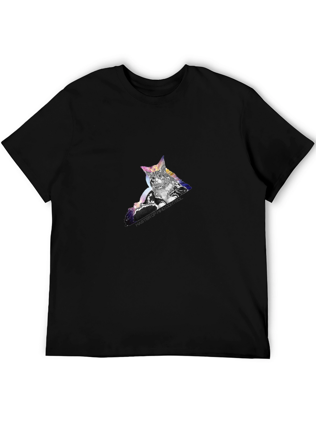 Mind Control Cat Graphic Tee - Black Cotton T-Shirt