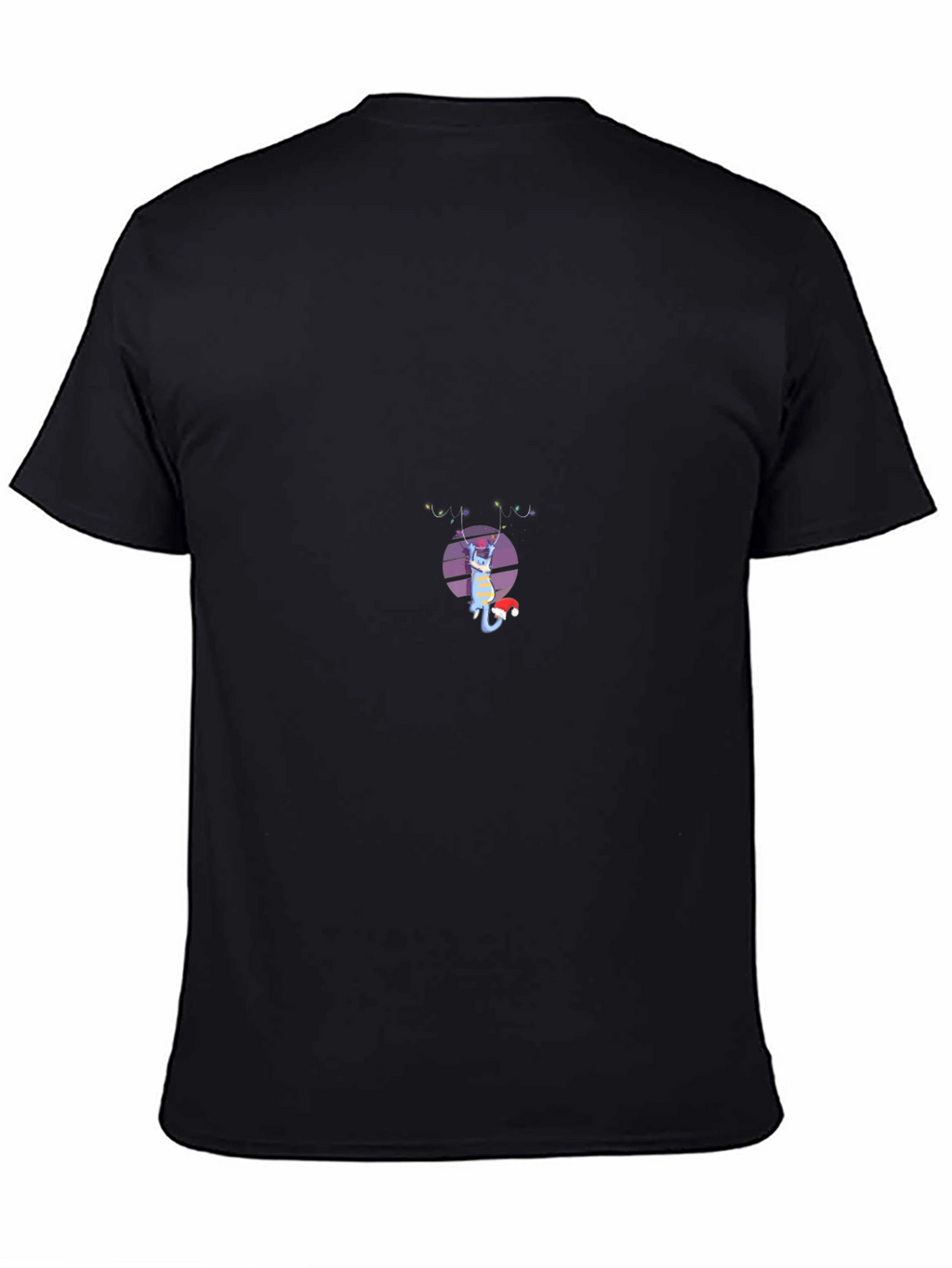 Festive Cat Graphic T-Shirt - Black Cotton Blend