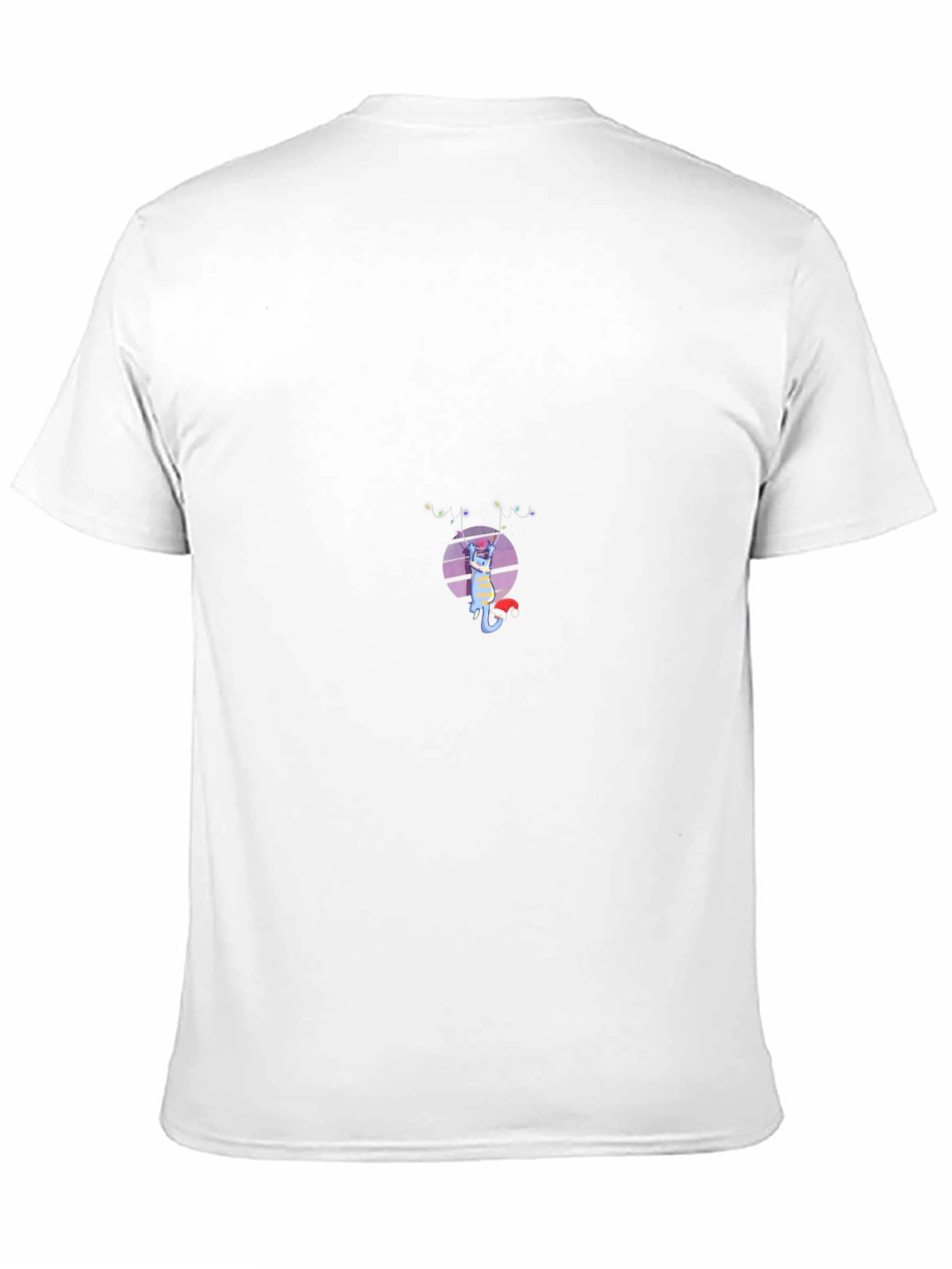 Festive Cat Graphic T-Shirt - Black Cotton Blend