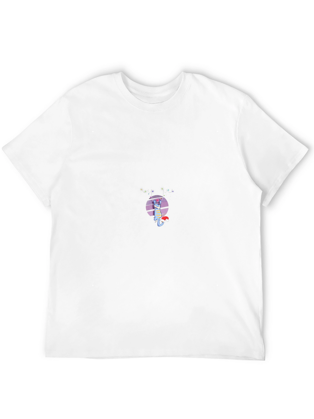 Festive Cat Graphic T-Shirt - Black Cotton Blend