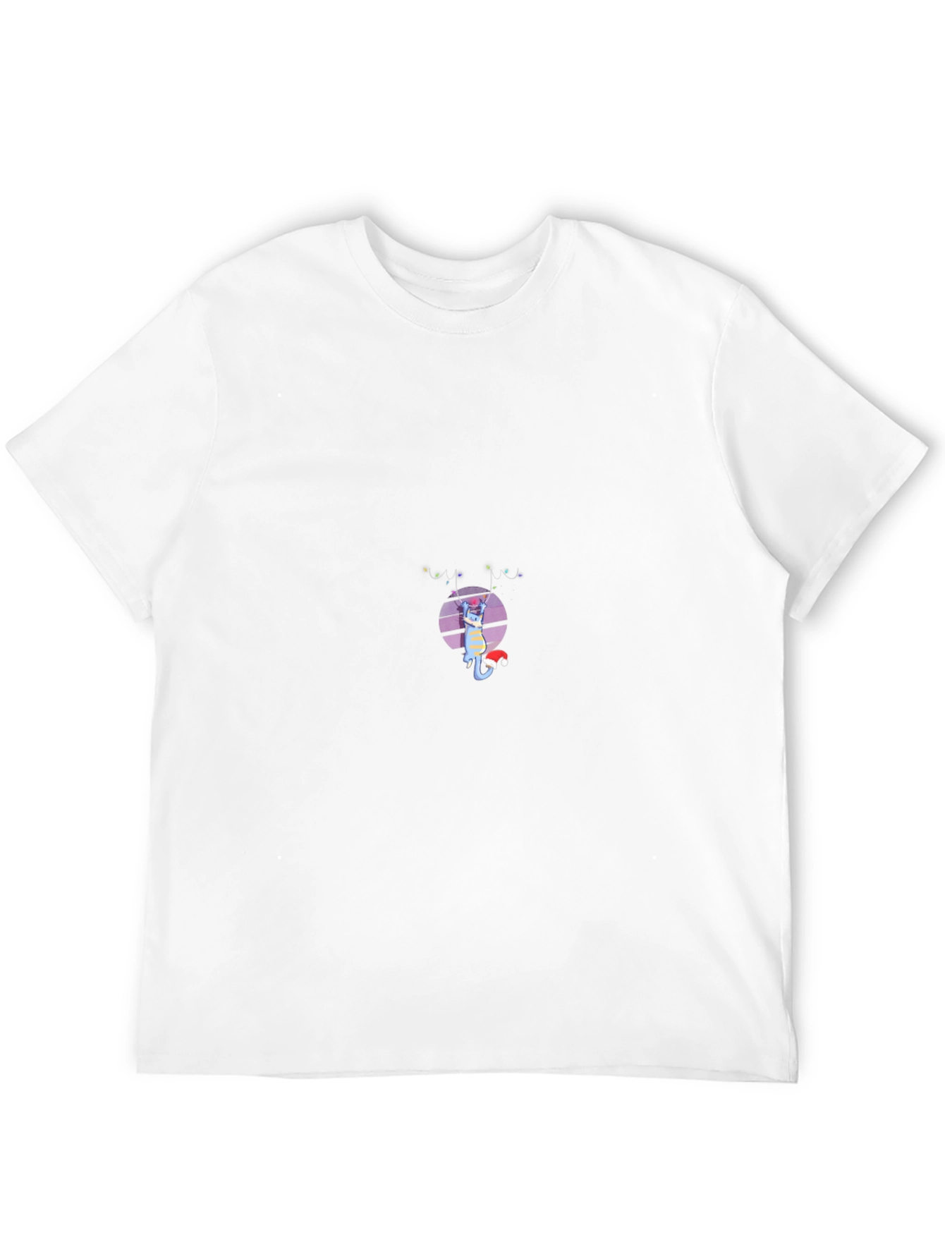 Festive Cat Graphic T-Shirt - Black Cotton Blend