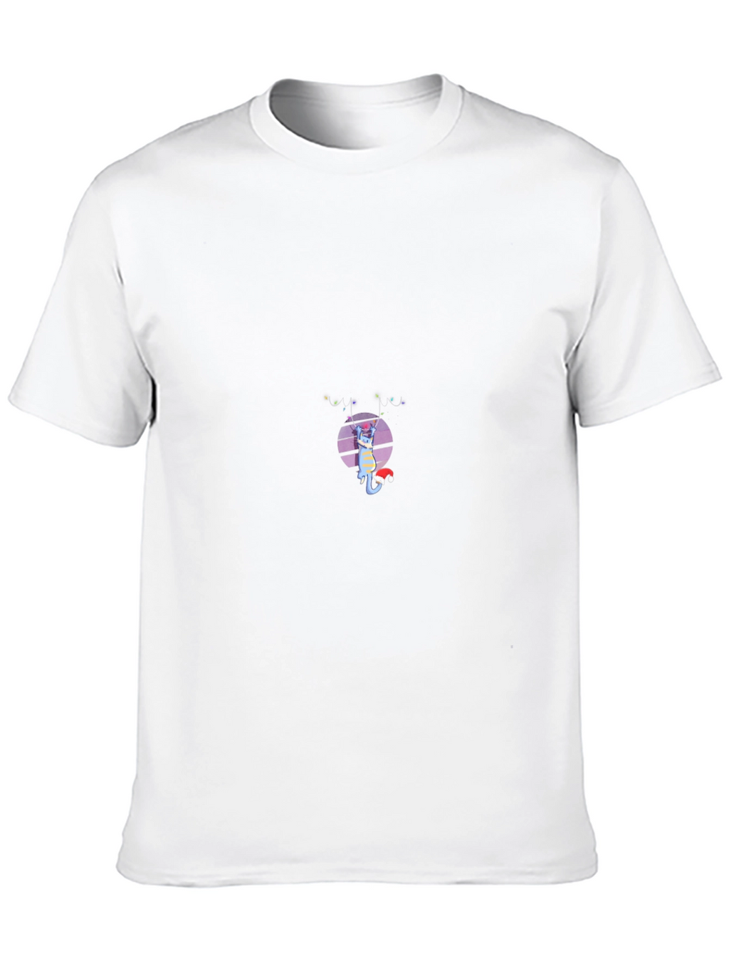 Festive Cat Graphic T-Shirt - Black Cotton Blend