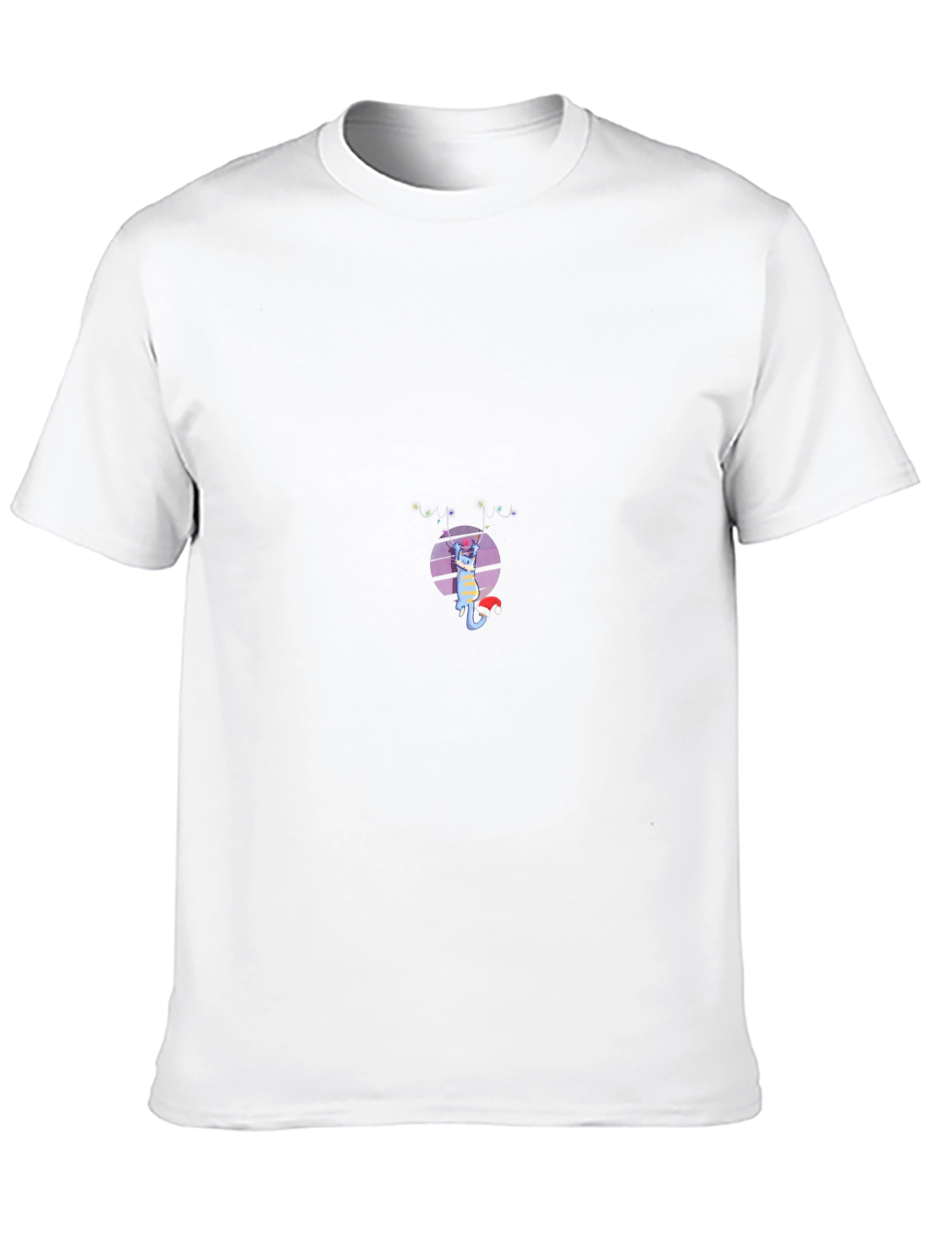 Festive Cat Graphic T-Shirt - Black Cotton Blend