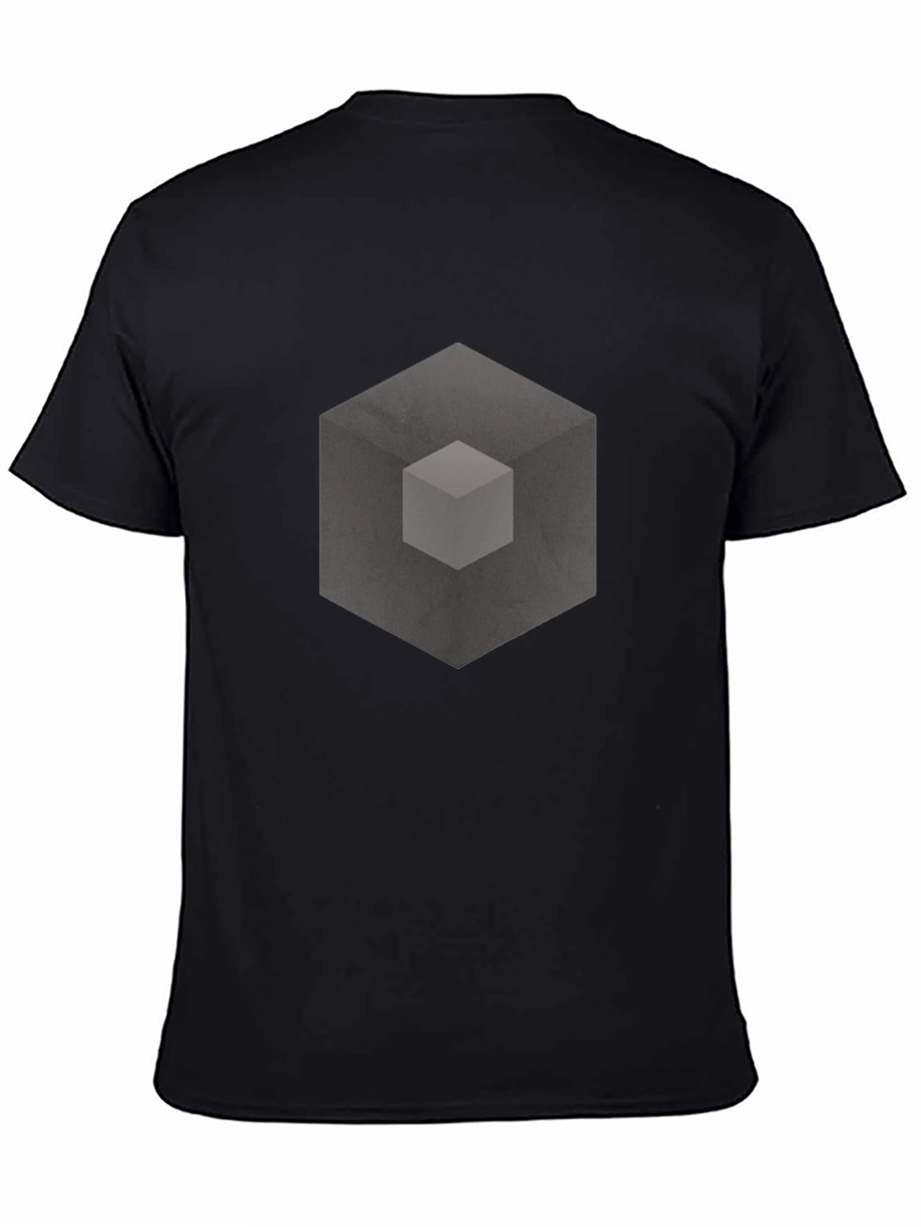 Abstract Cube Graphic Print Black T-Shirt