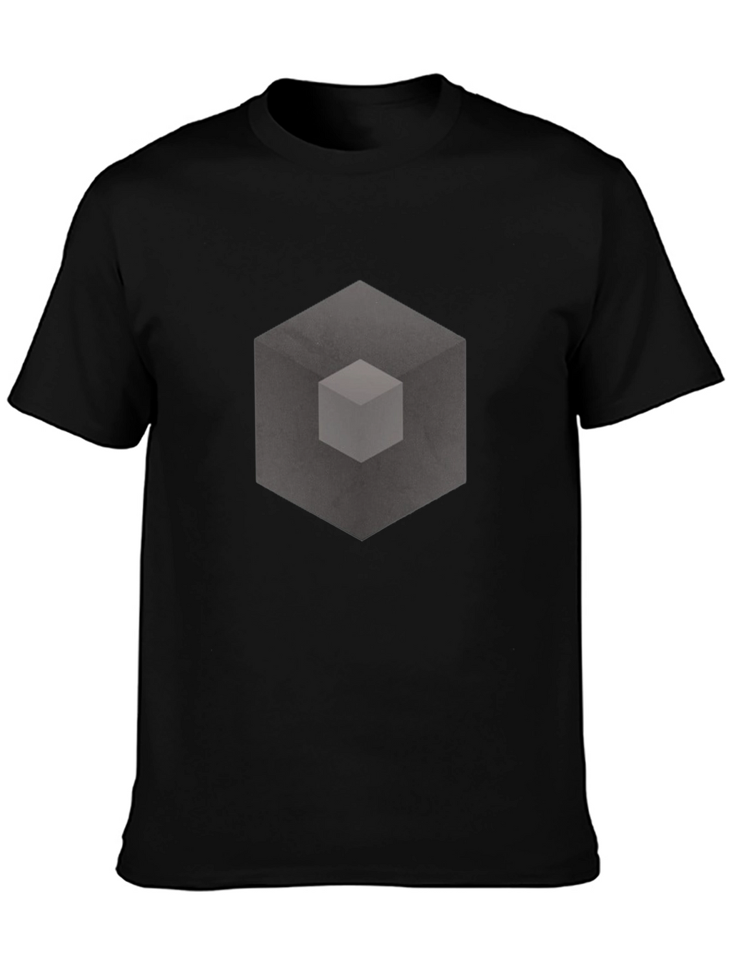 Abstract Cube Graphic Print Black T-Shirt