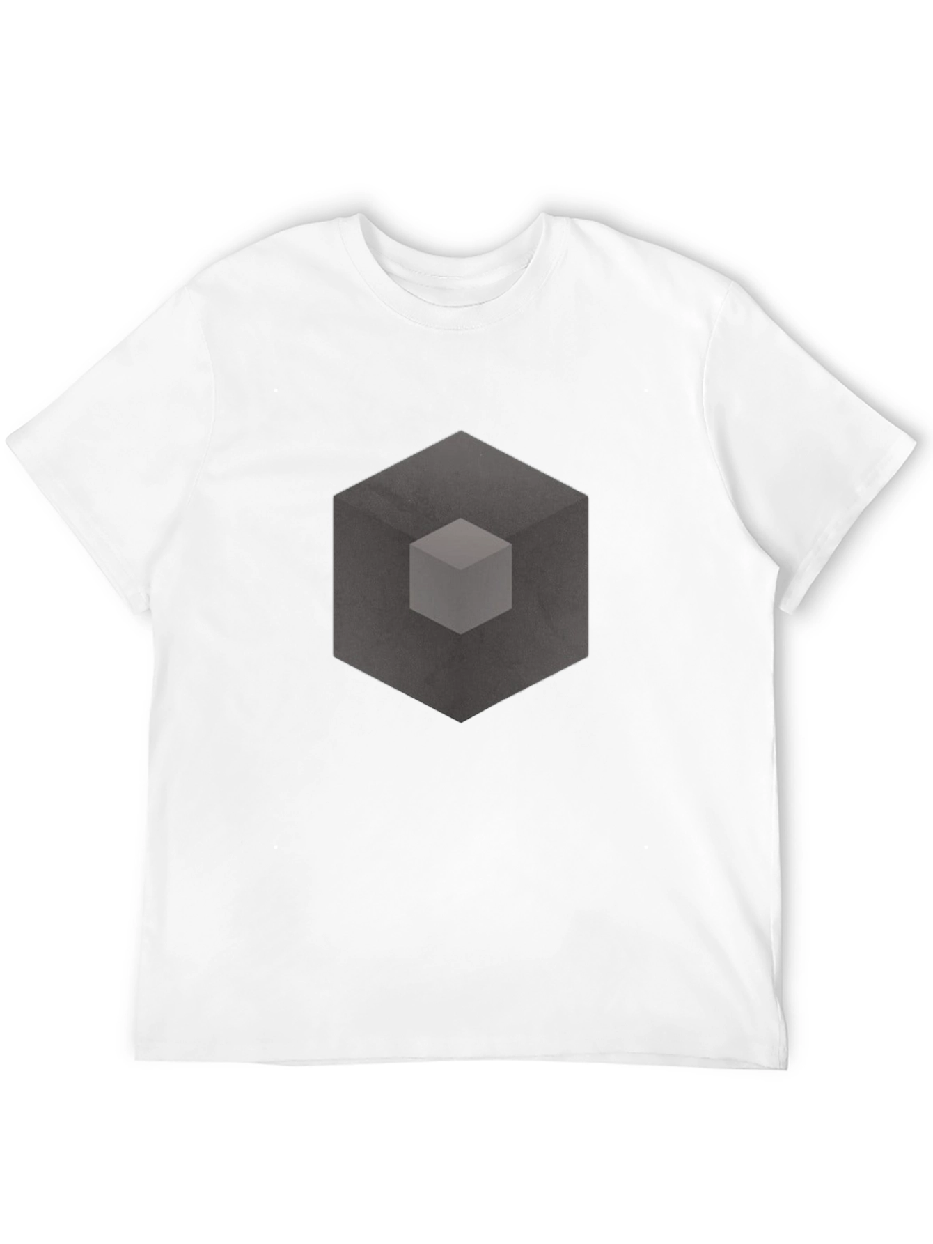 Abstract Cube Graphic Print Black T-Shirt