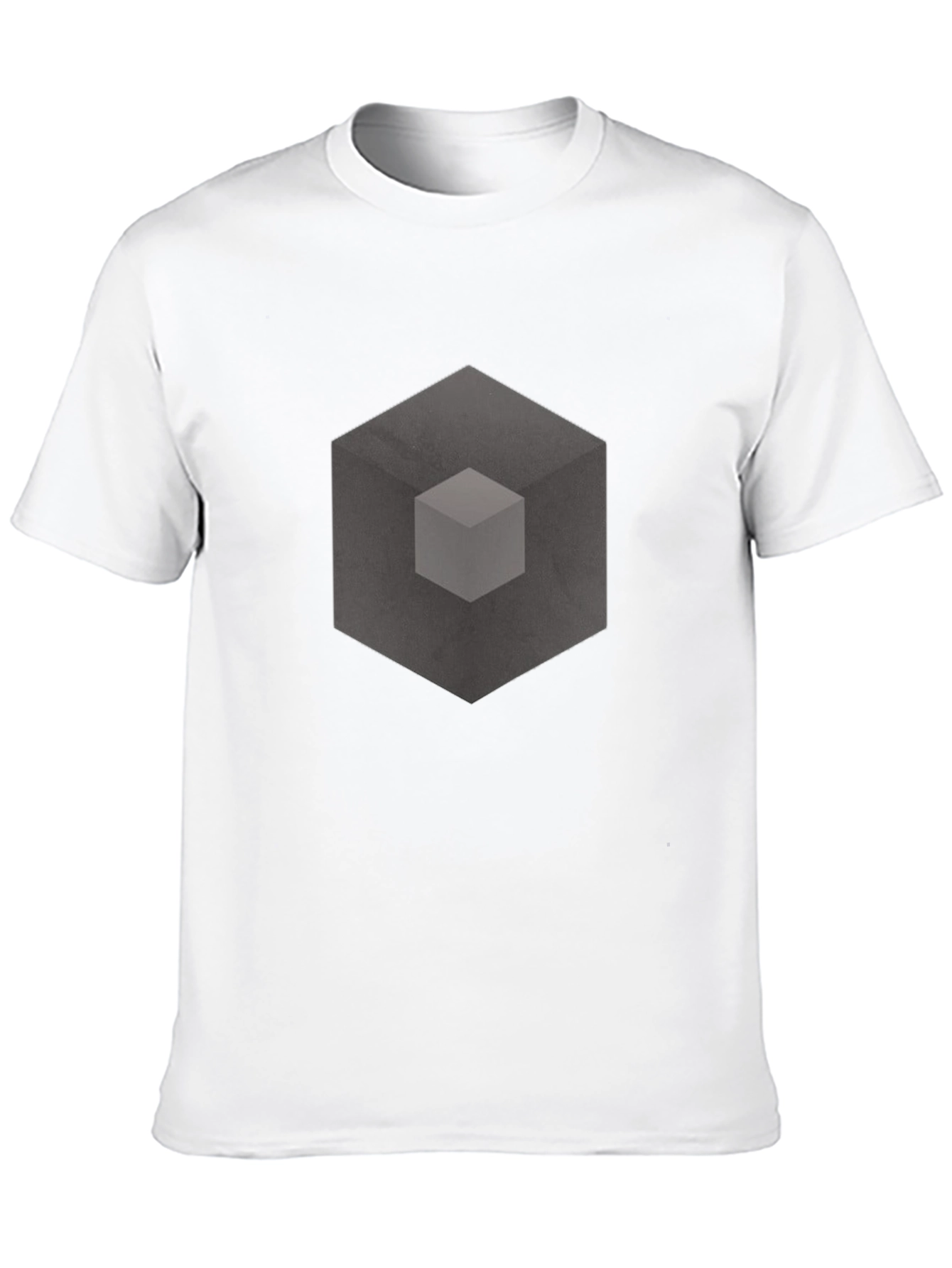 Abstract Cube Graphic Print Black T-Shirt