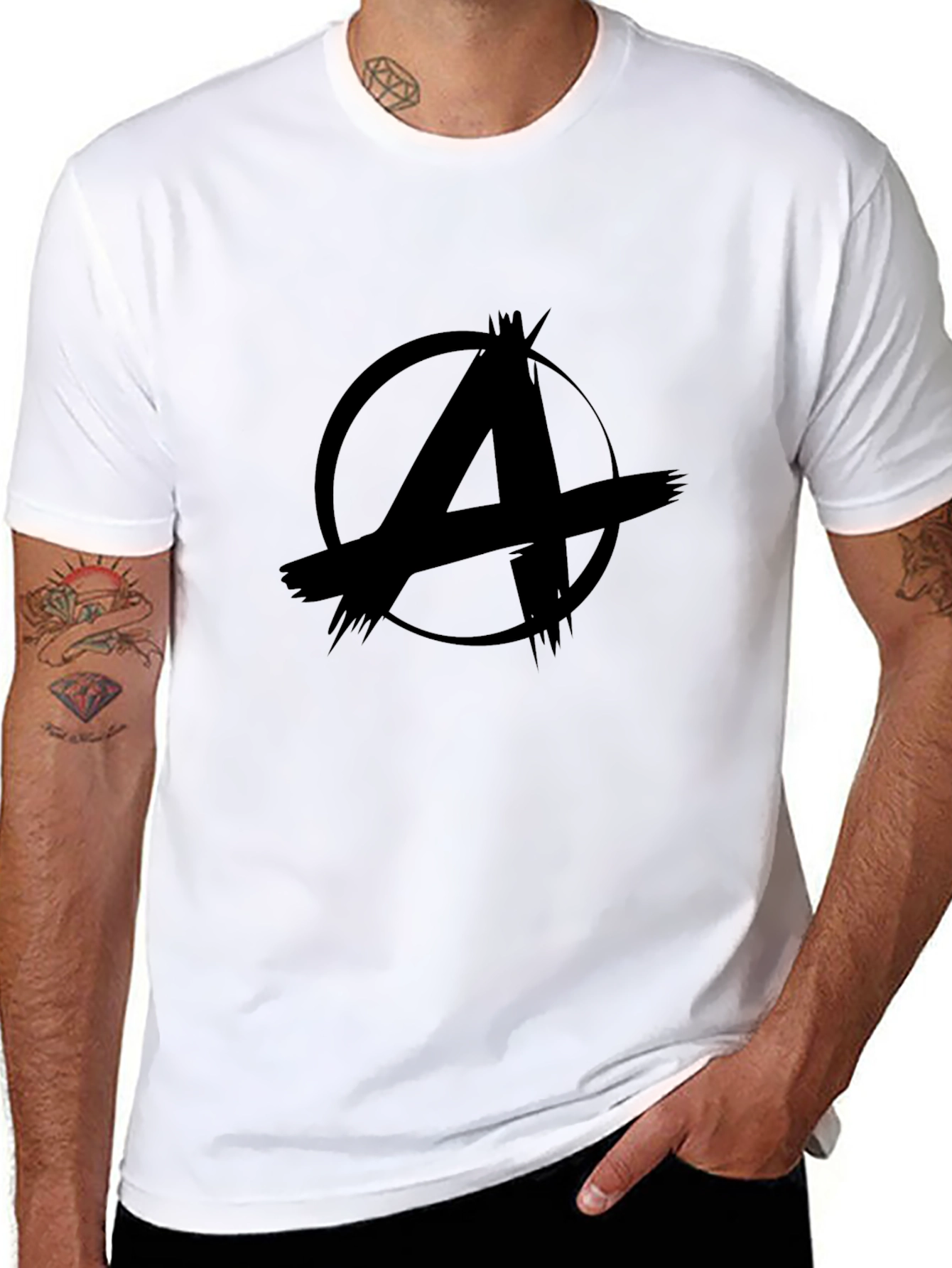 Anarchy Symbol Graphic Black T-Shirt