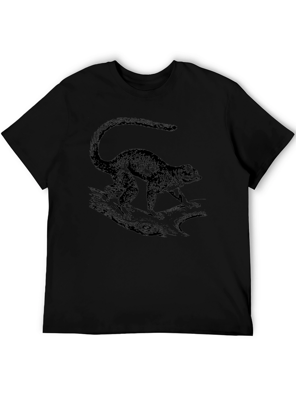 Lemur Graphic Print Mens Black T-Shirt