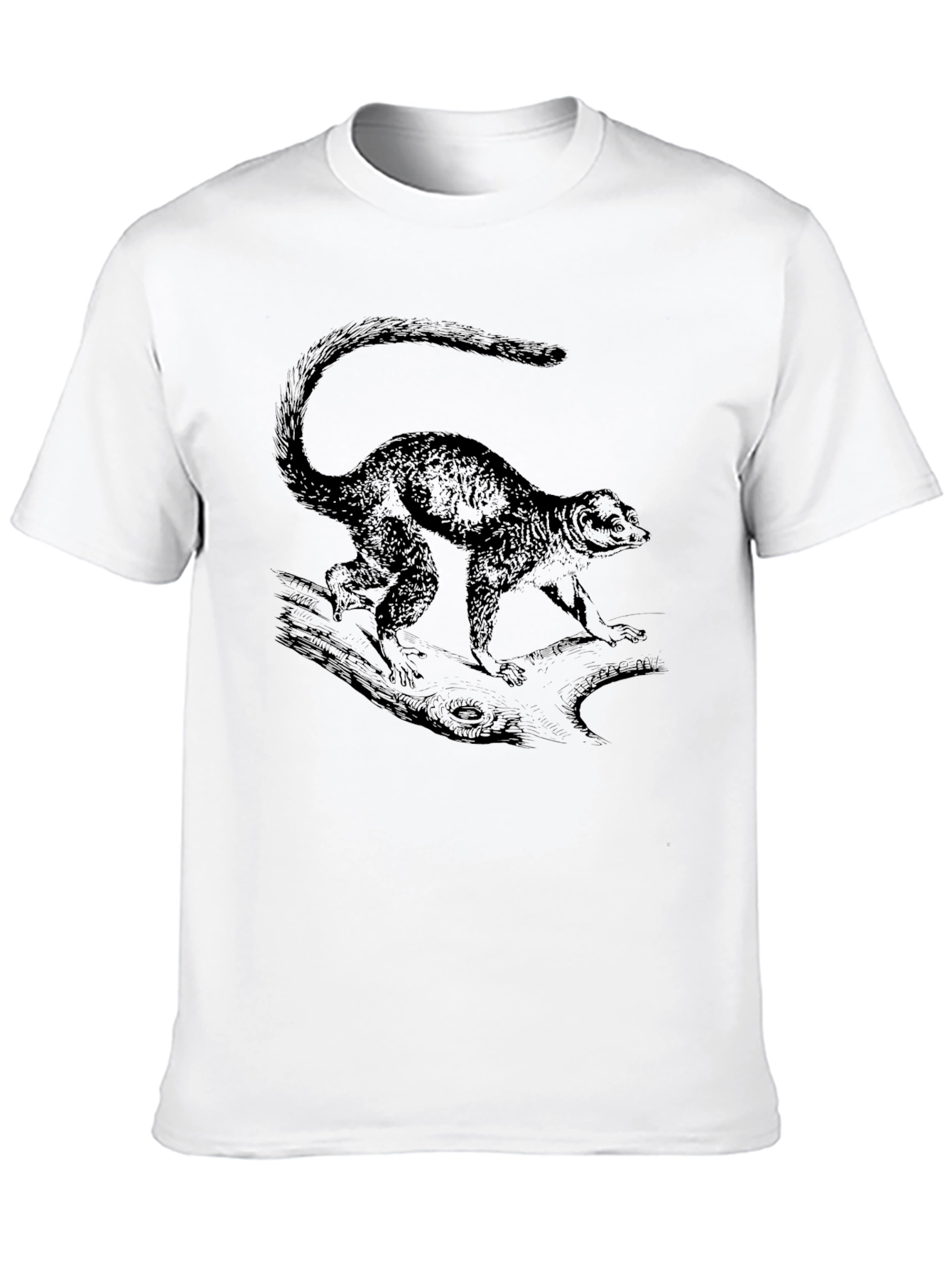 Lemur Graphic Print Mens Black T-Shirt