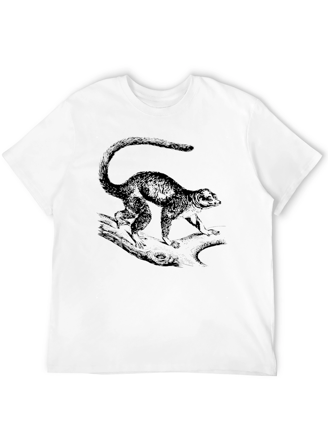 Lemur Graphic Print Mens Black T-Shirt