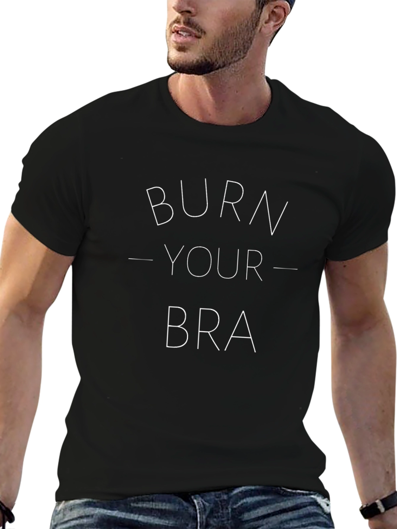 Burn Your Bra Graphic Tee - Empowering Black T-Shirt