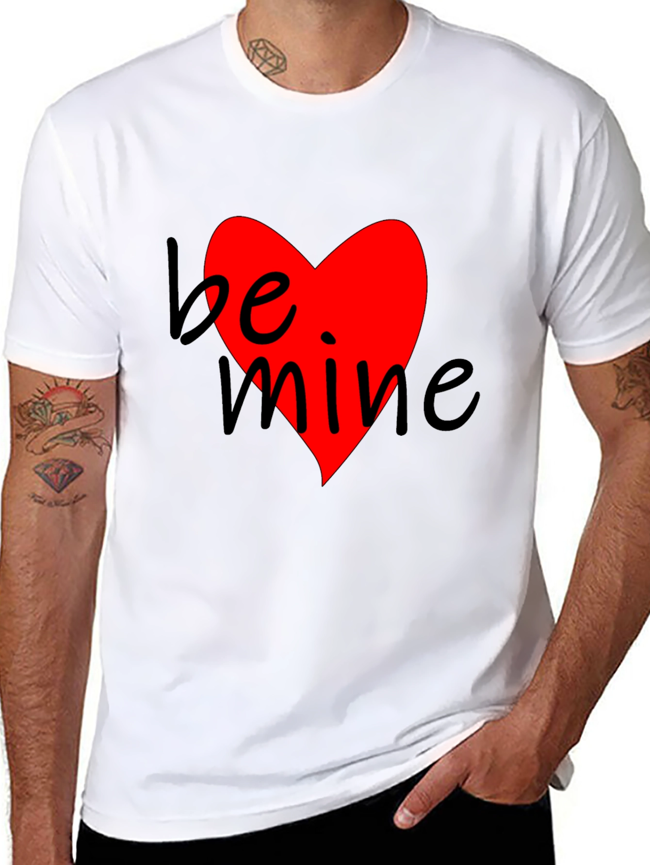 Be Mine Heart Graphic Black T-Shirt