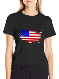 USA Flag Map Graphic T-Shirt Patriotic Pride