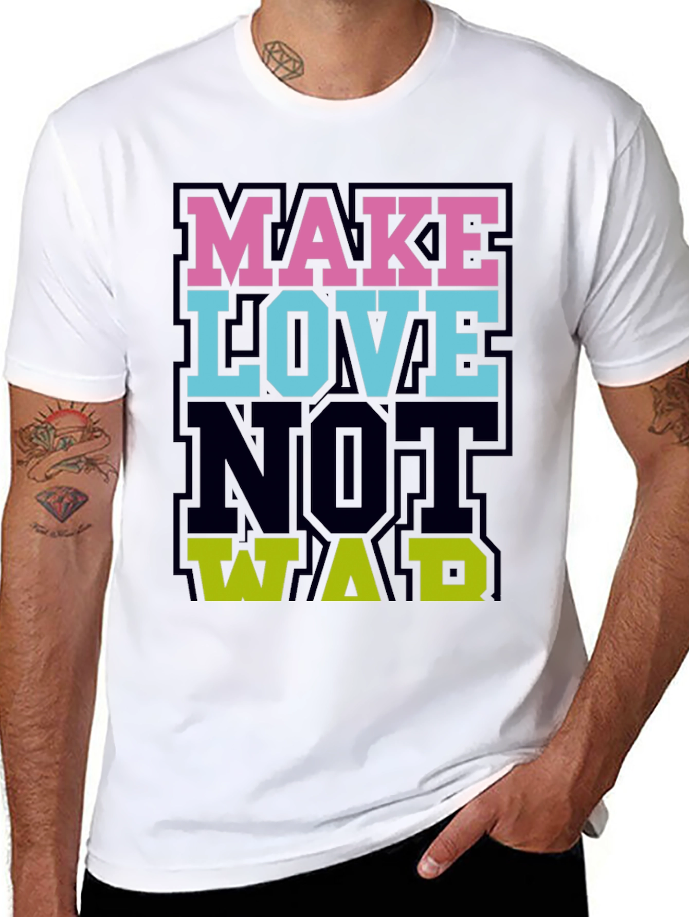 Make Love Not War Graphic Tee - Black