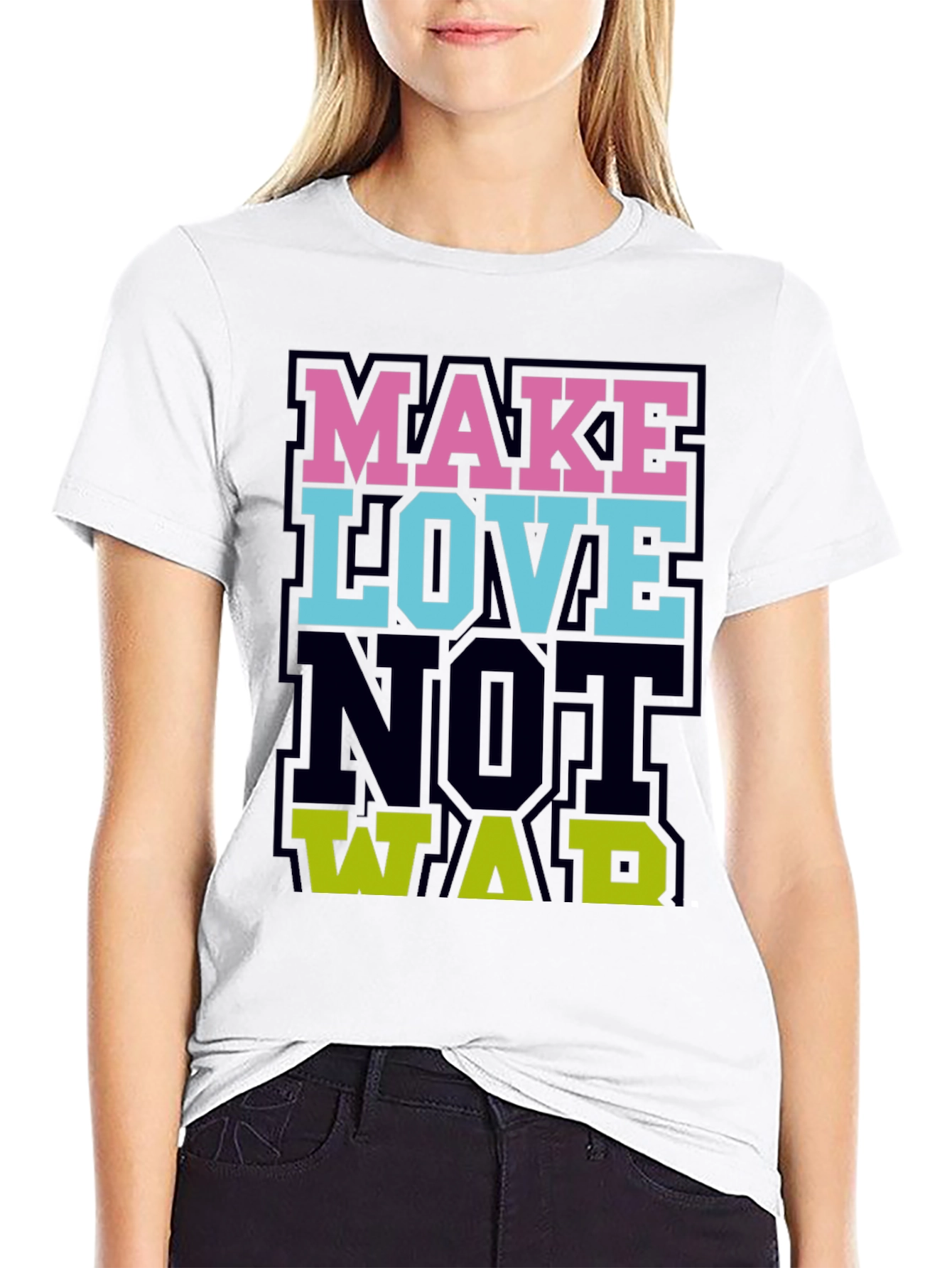 Make Love Not War Graphic Tee - Black