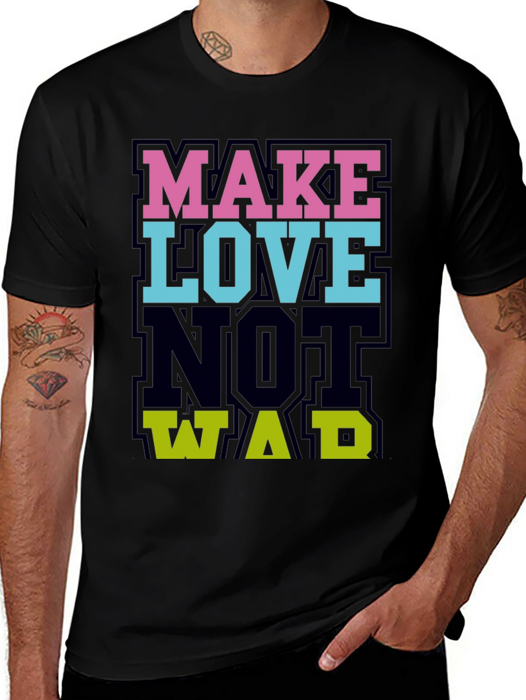 Make Love Not War Graphic Tee - Black