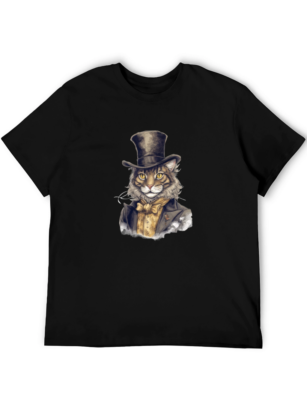 Dapper Cat Top Hat Graphic Tee - Black