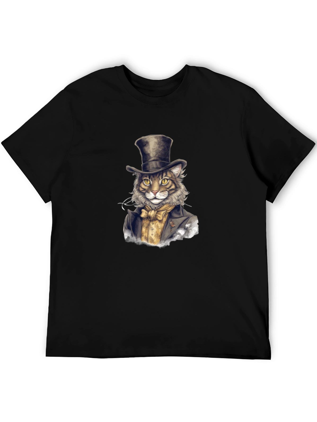 Dapper Cat Top Hat Graphic Tee - Black