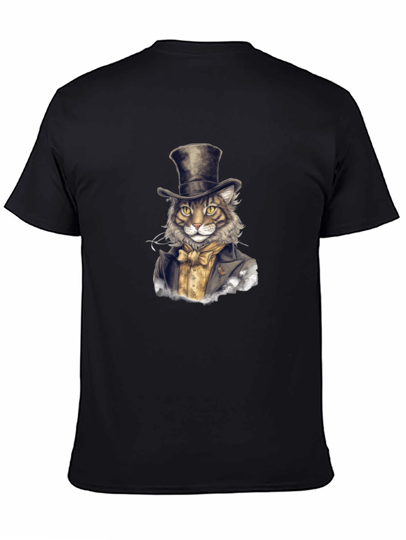 Dapper Cat Top Hat Graphic Tee - Black