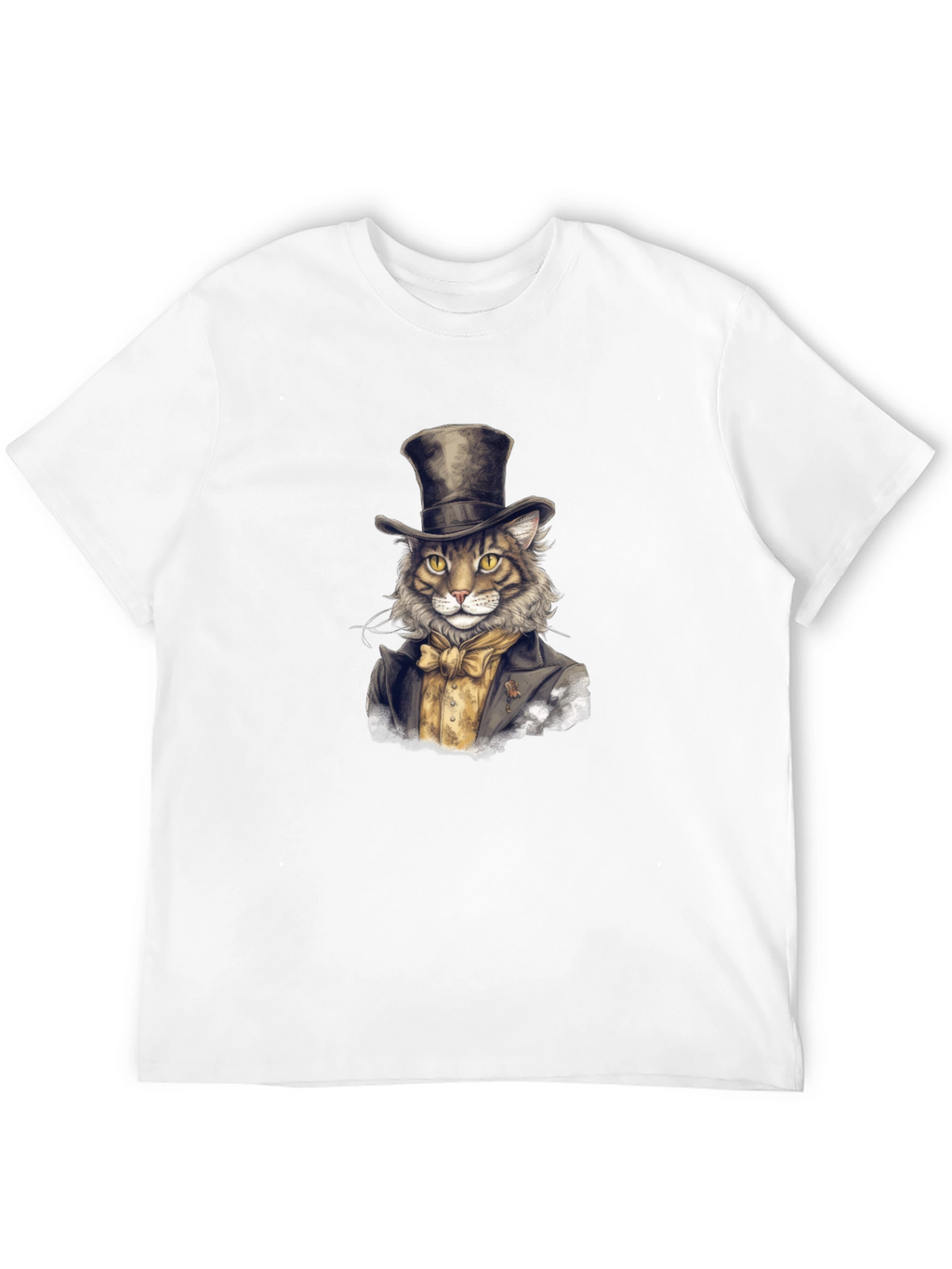 Dapper Cat Top Hat Graphic Tee - Black