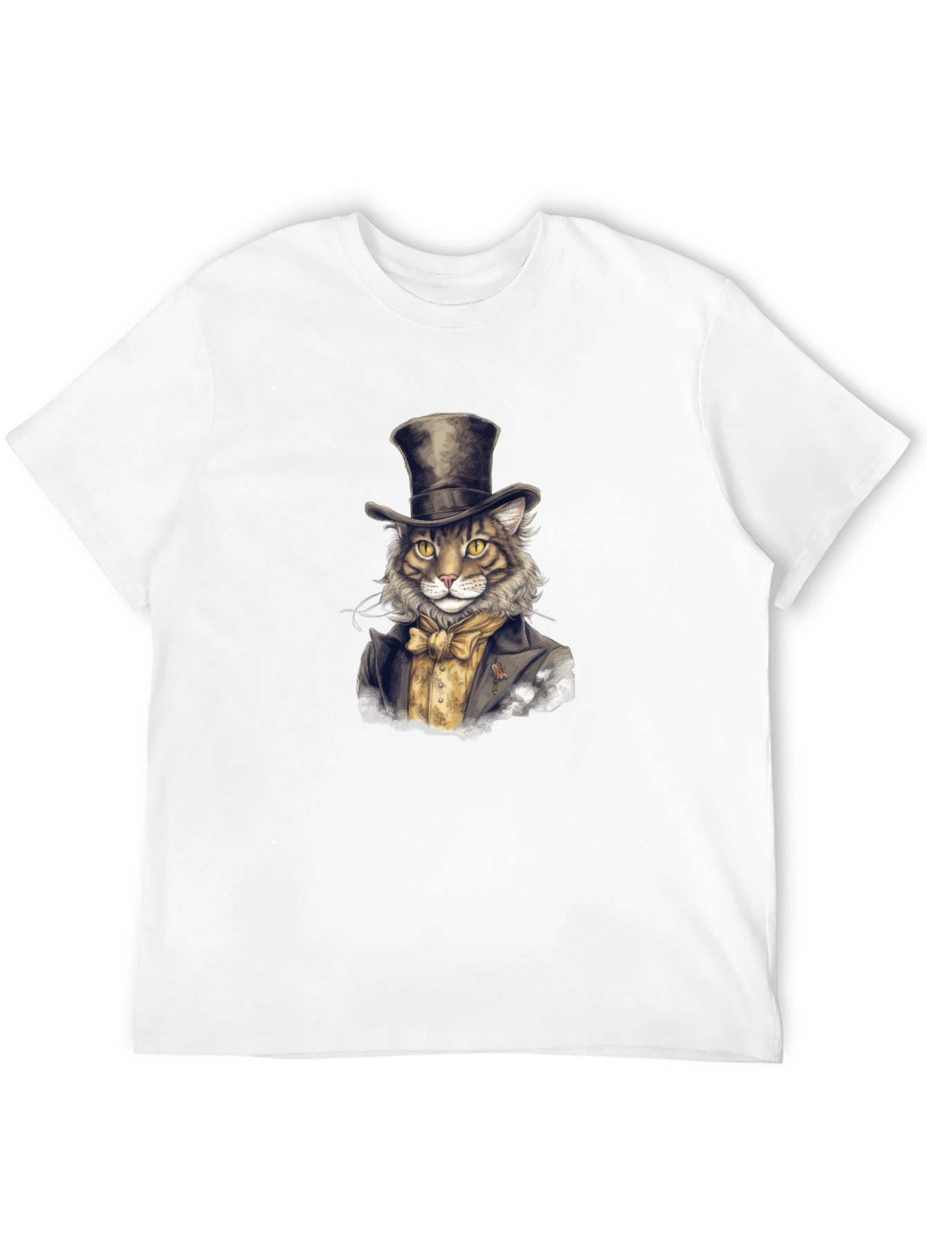 Dapper Cat Top Hat Graphic Tee - Black