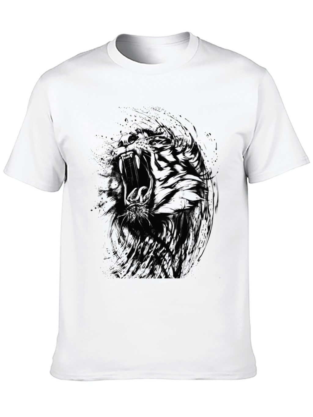 Abstract Tiger Graphic Black T-Shirt