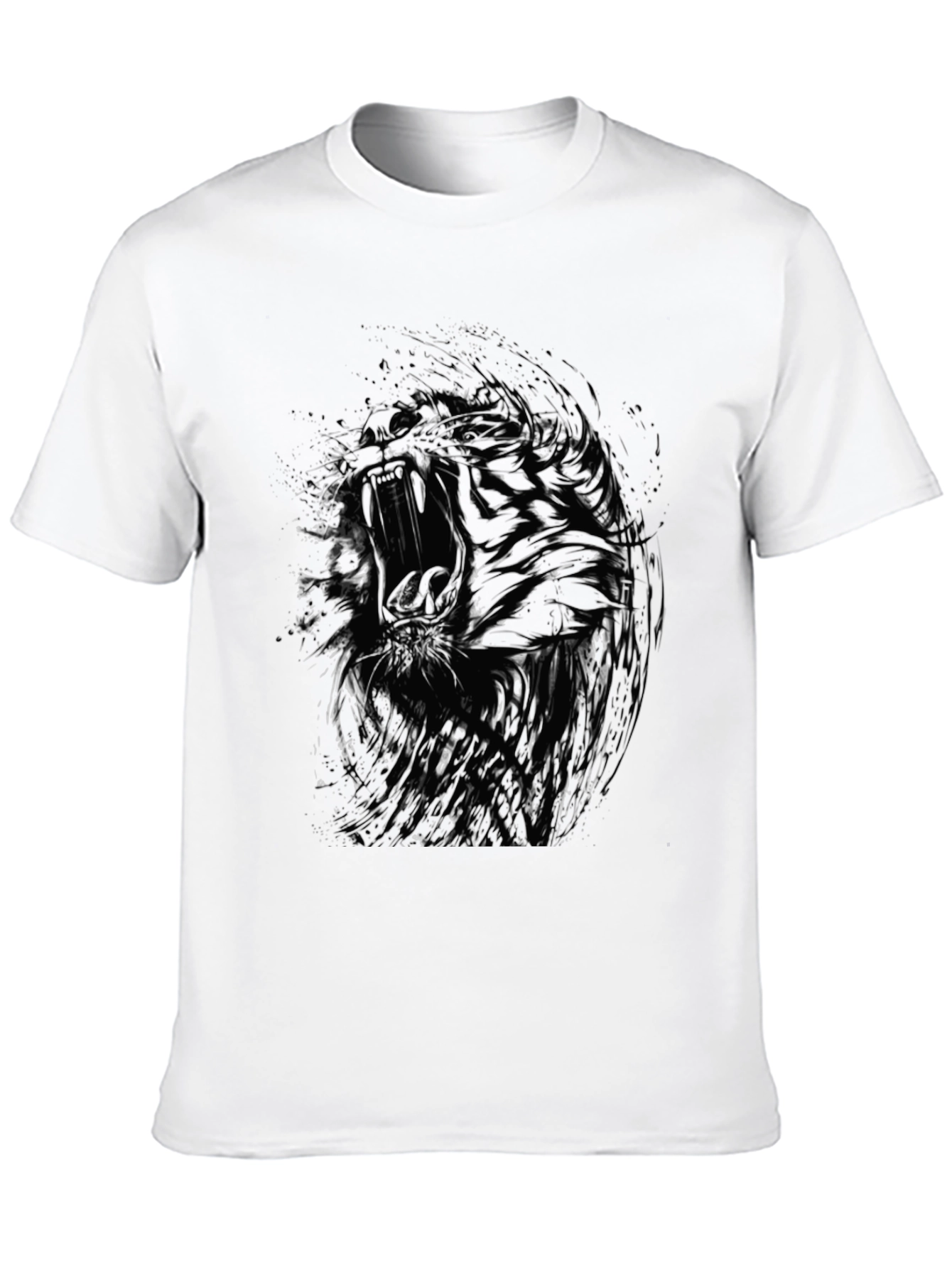 Abstract Tiger Graphic Black T-Shirt