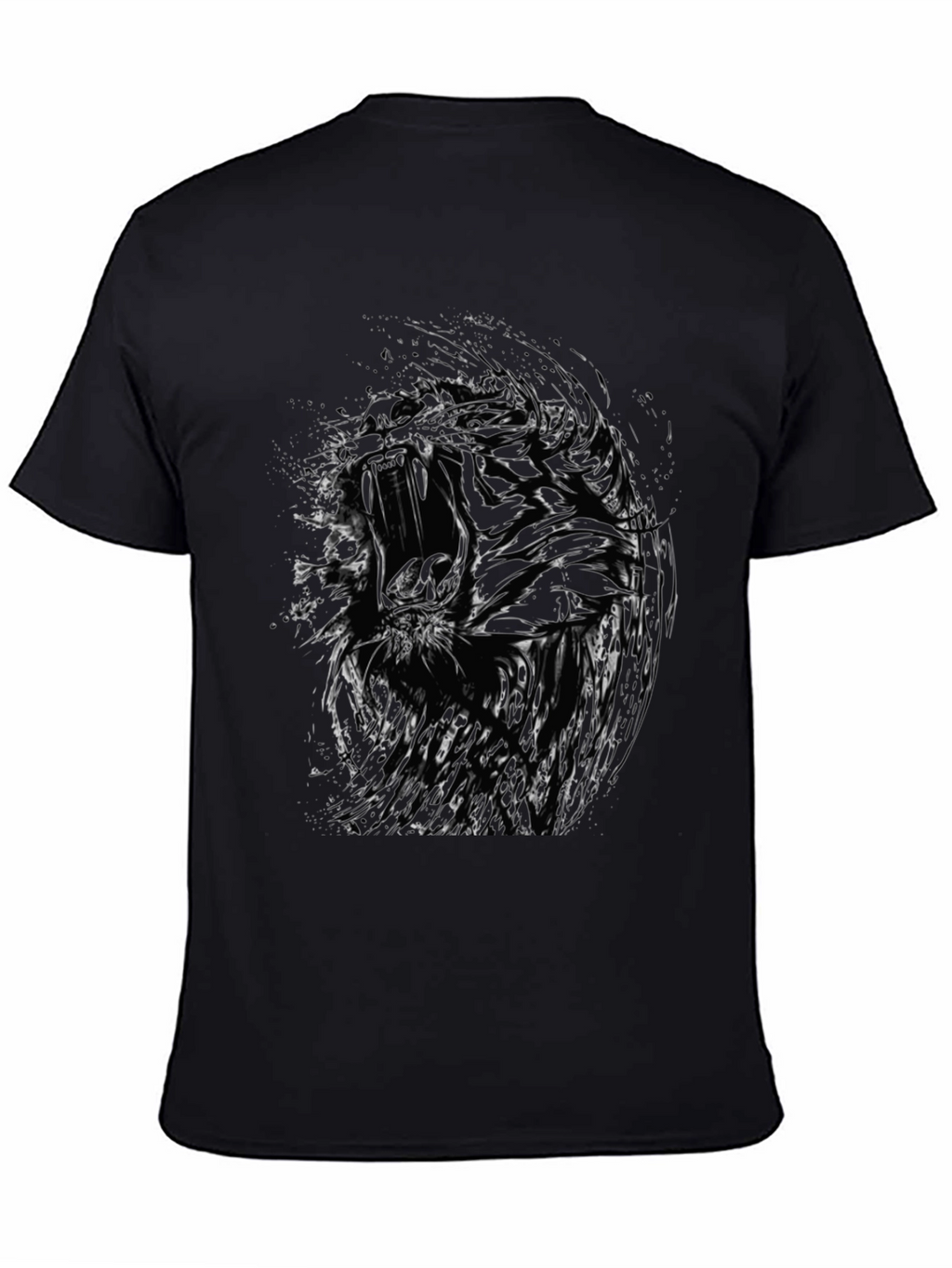 Abstract Tiger Graphic Black T-Shirt