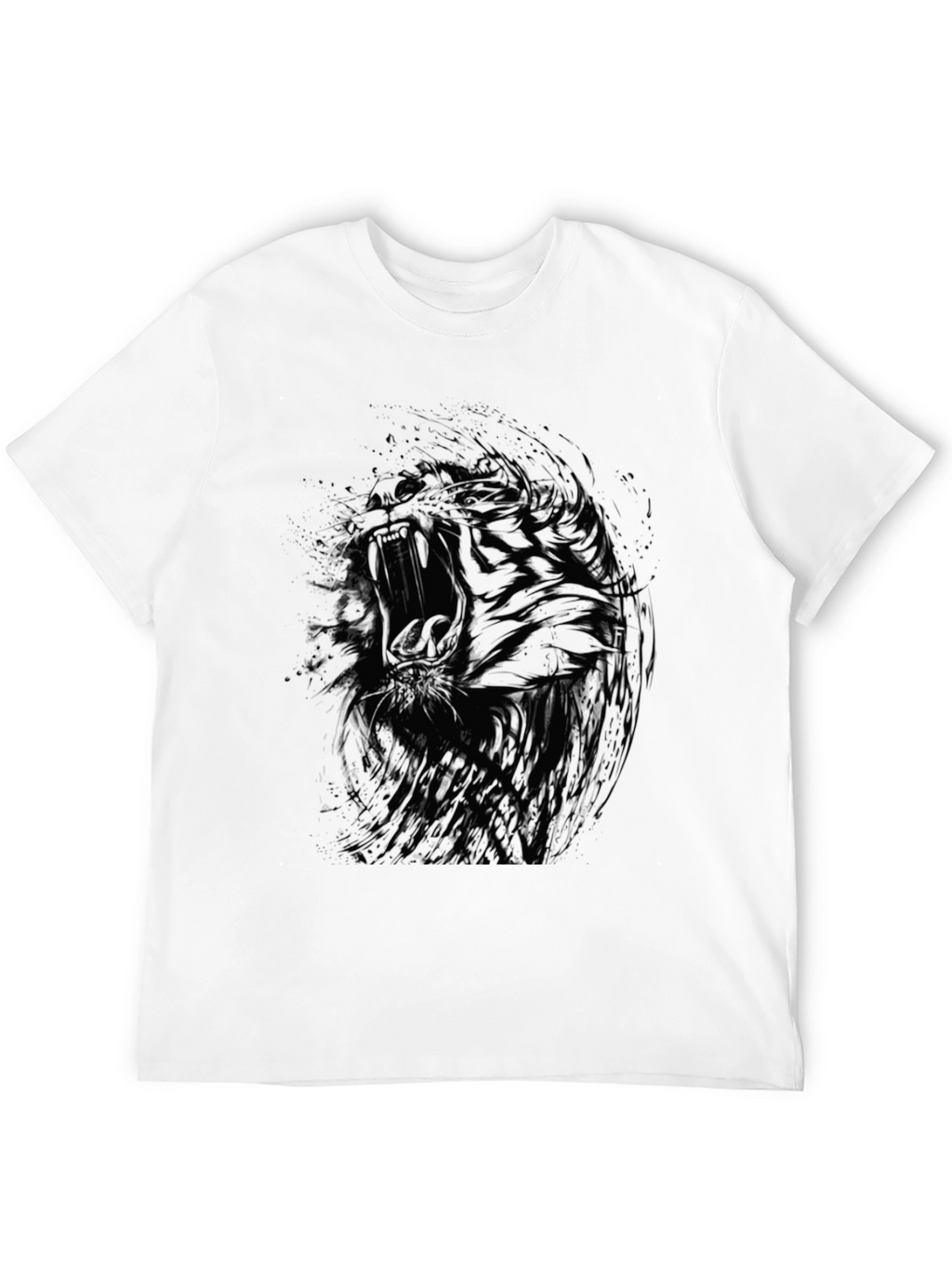 Abstract Tiger Graphic Black T-Shirt